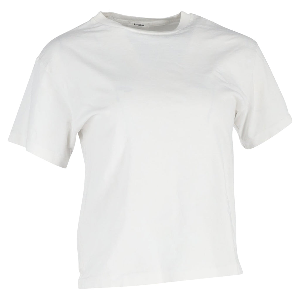 Re/Done Crewneck T-Shirt in White Cotton