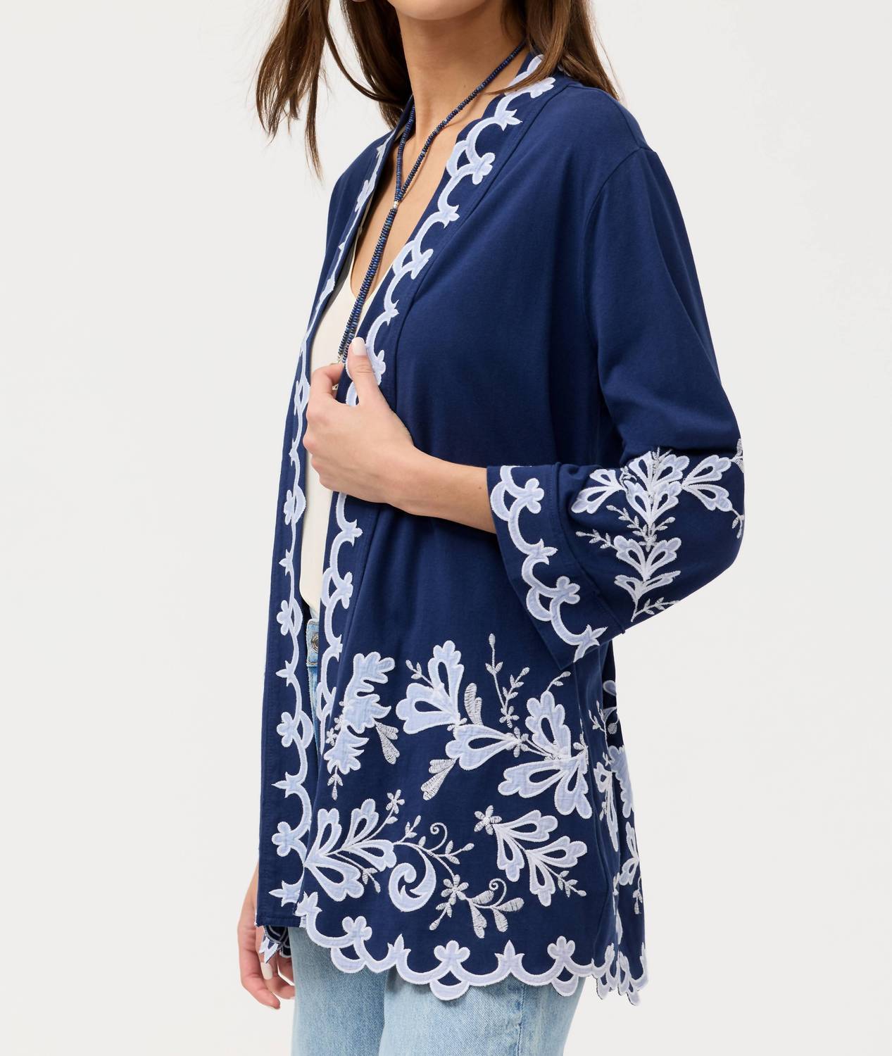 Addeline Jersey Kimono Coat In Navy