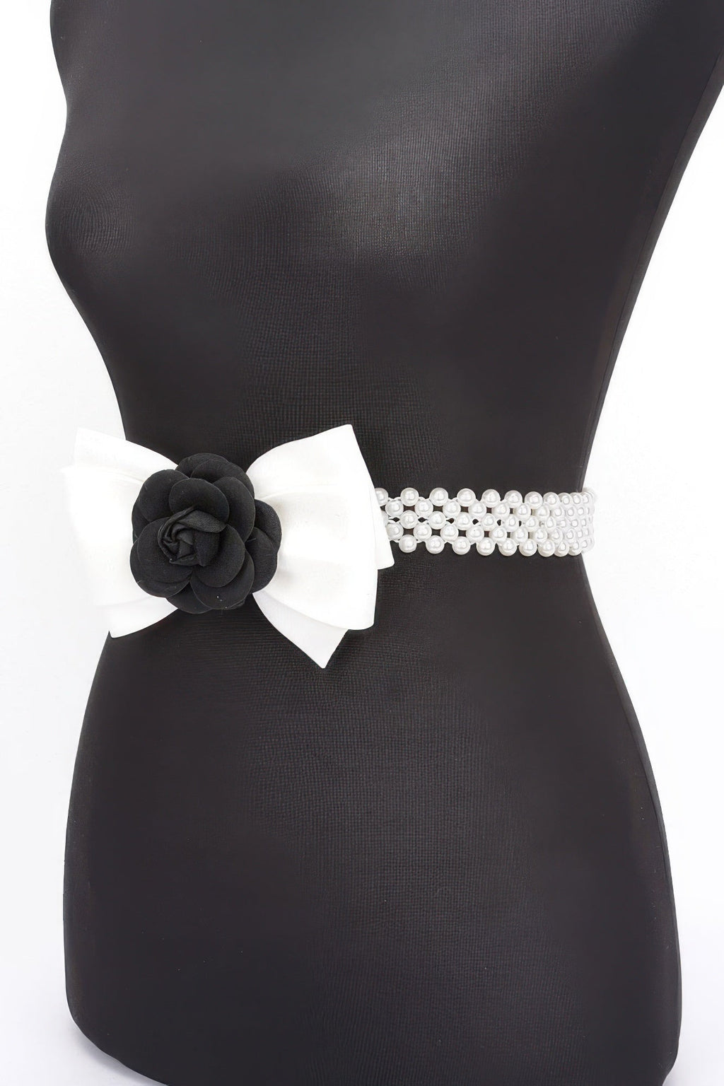 Flower Ribbon Faux Pearl Stretch Belt