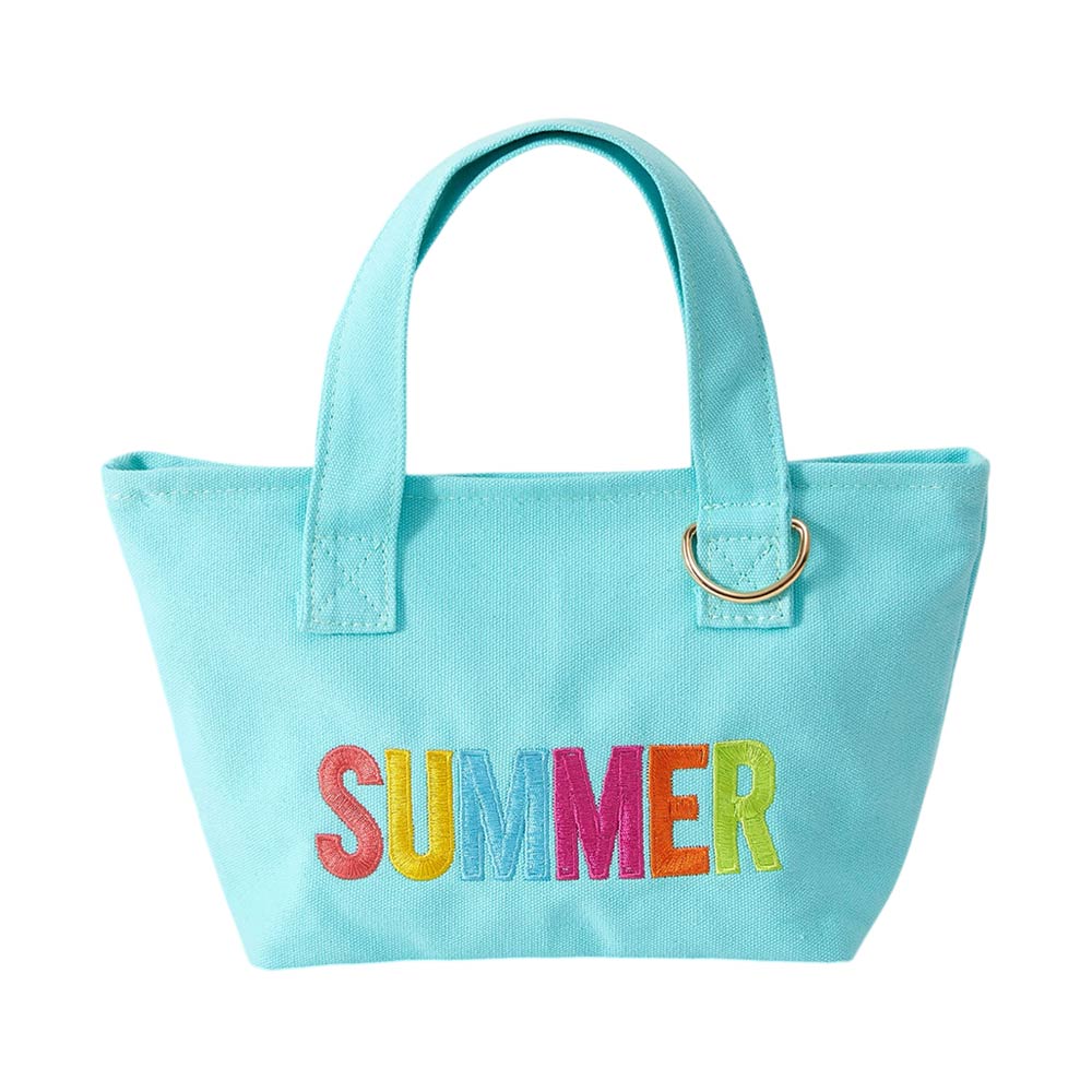 SUMMER Letter Embroidered Small Canvas Tote Bag
