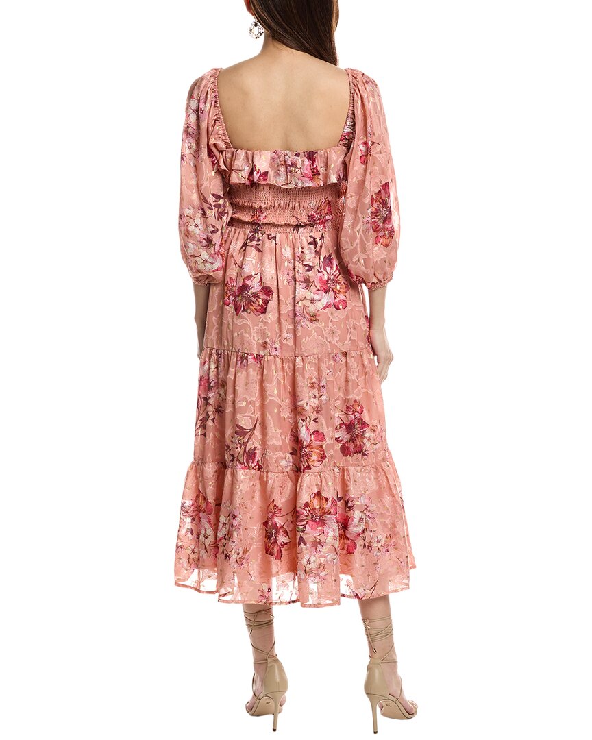 FATE Foiled Floral Print Midi Dress