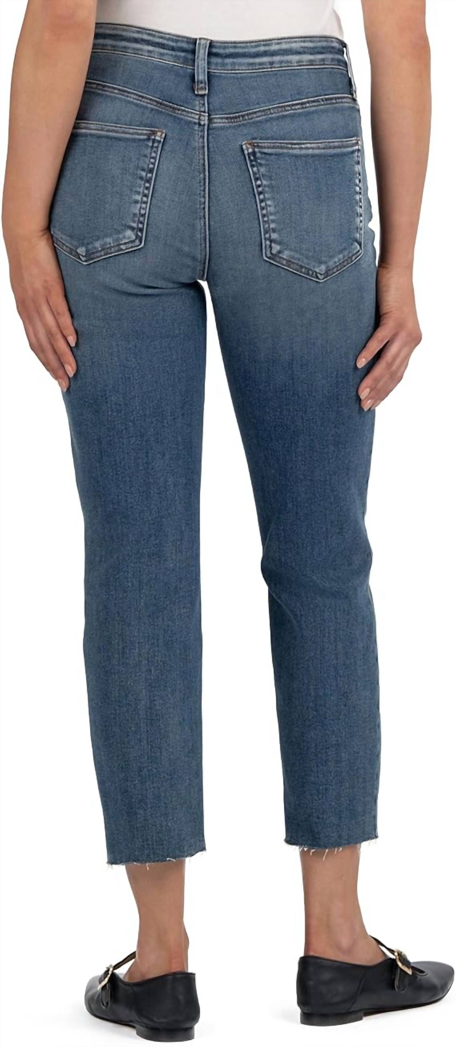 Rachael High Rise Fab Ab Mom Raw Hem Jeans In Braveness