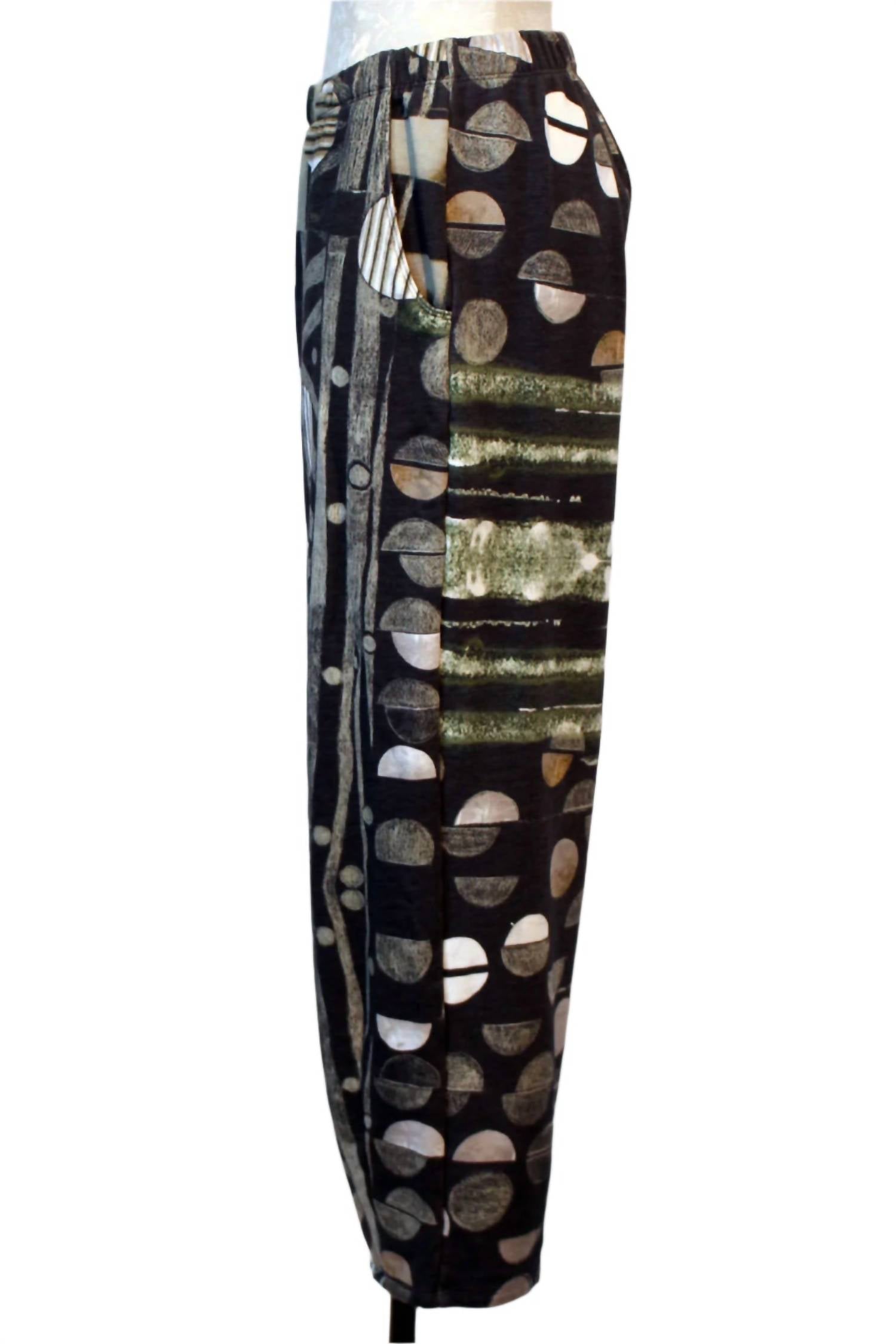 Women's Geometric Print Wide Leg Trouser Pant In Multi