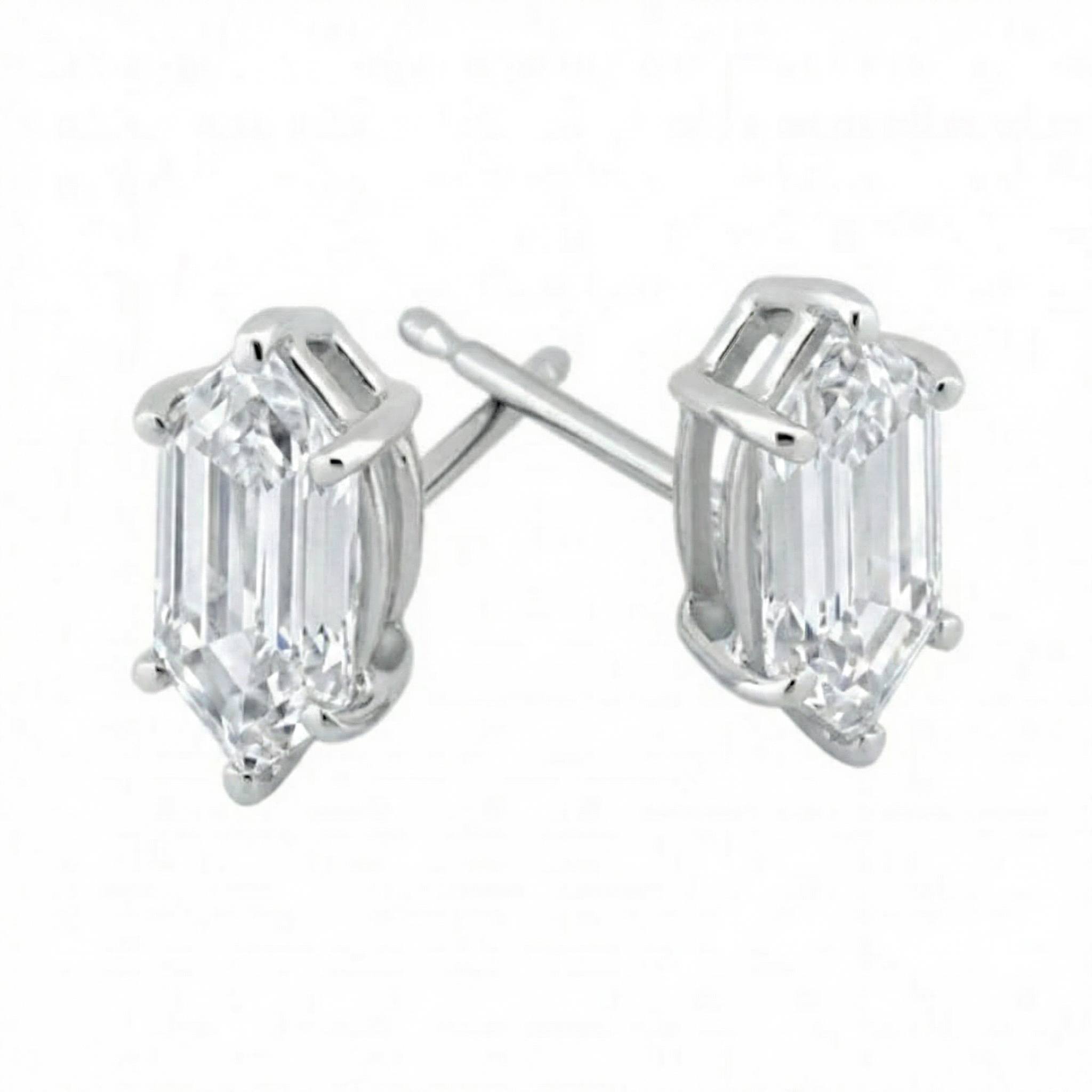 Certified 1Ct TW Long Hexagon Diamond Studs 14k White Gold Earrings Lab Grown