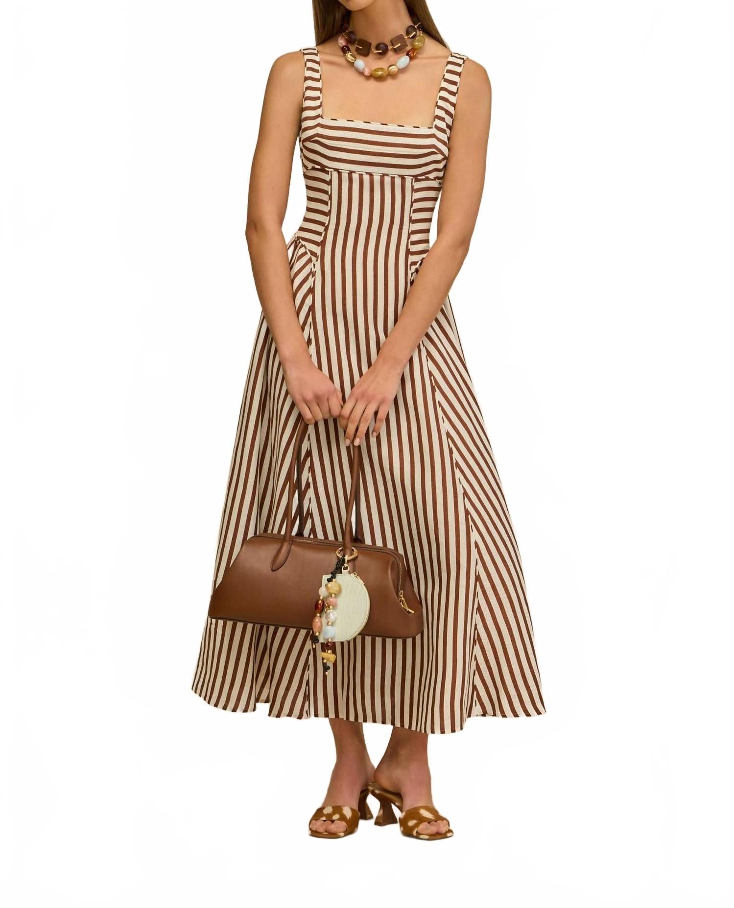 Carla Long Dress In Saddle Stripe