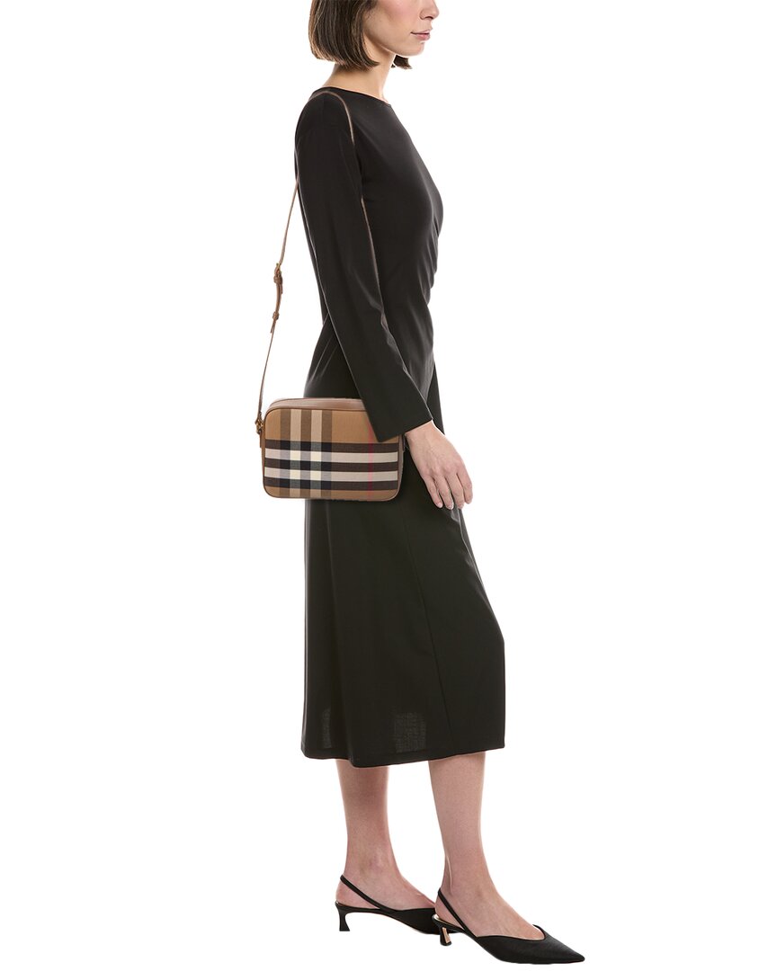 Burberry Check Canvas & Leather Shoulder Bag