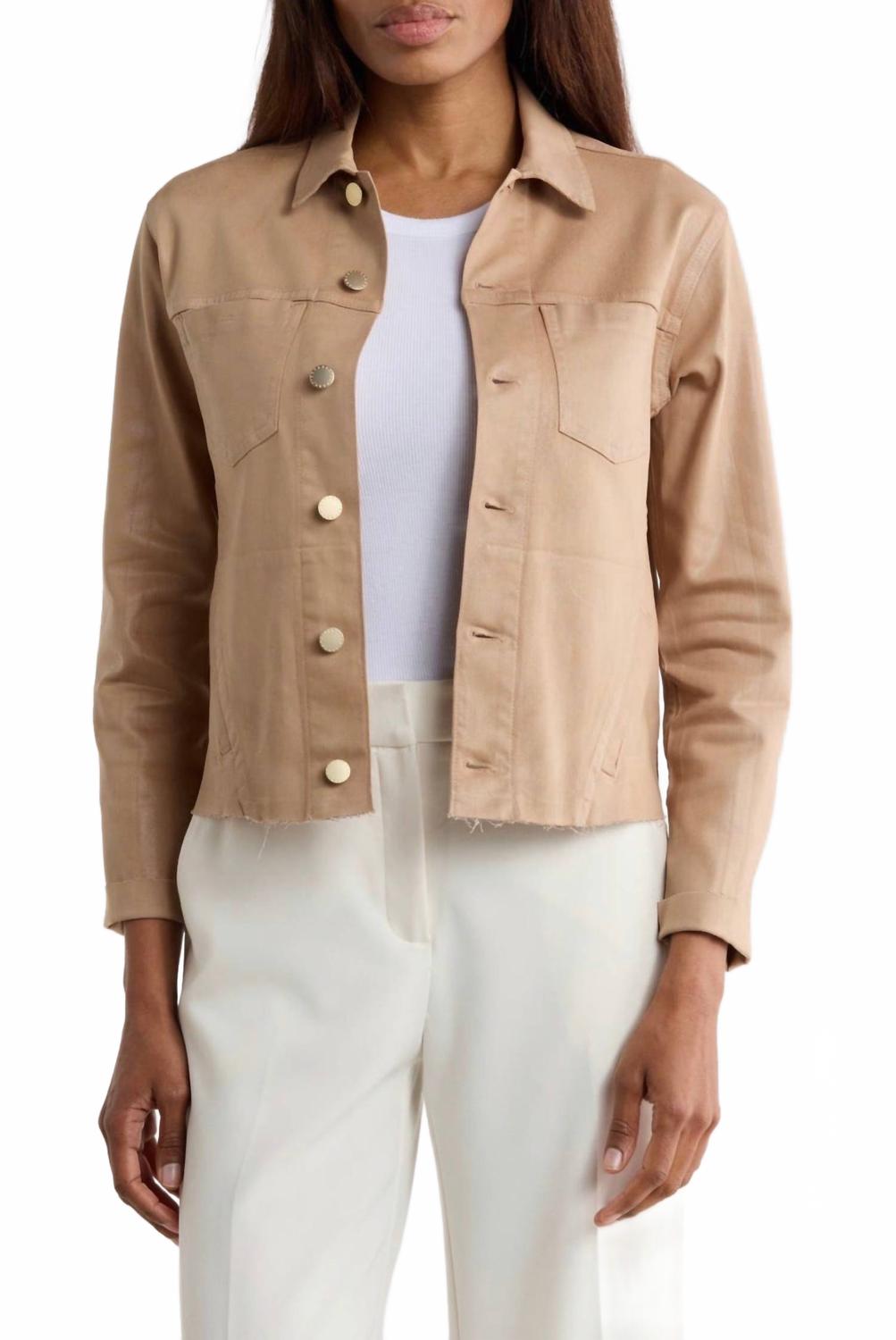 Janelle Slim Fit Raw Hem Jacket In Cappuccino
