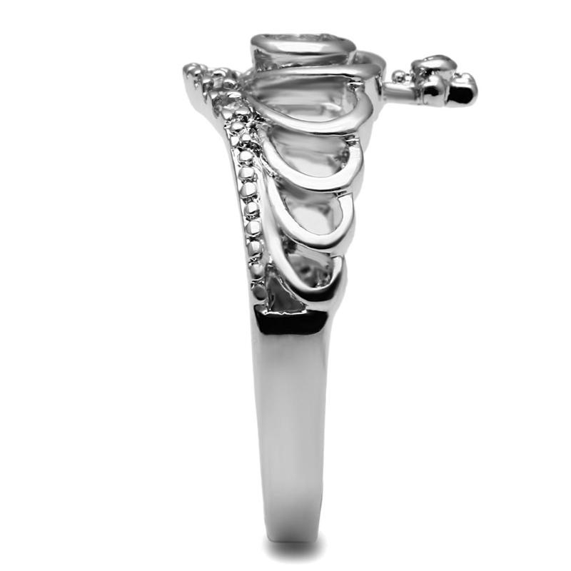 High polished (no plating) Stainless Steel Ring with AAA Grade CZ in Clear