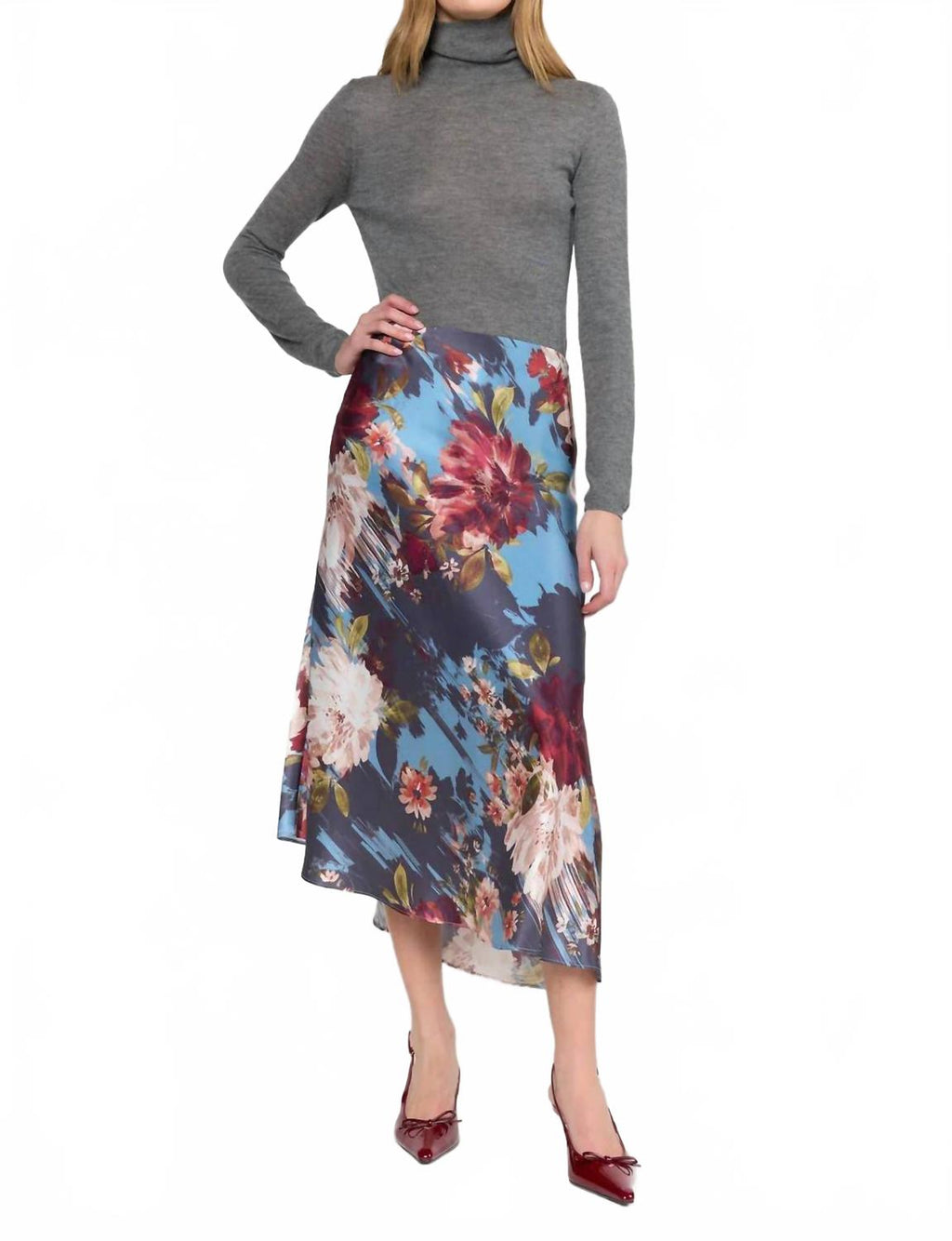 Josie Midi Skirt In Sky Garden