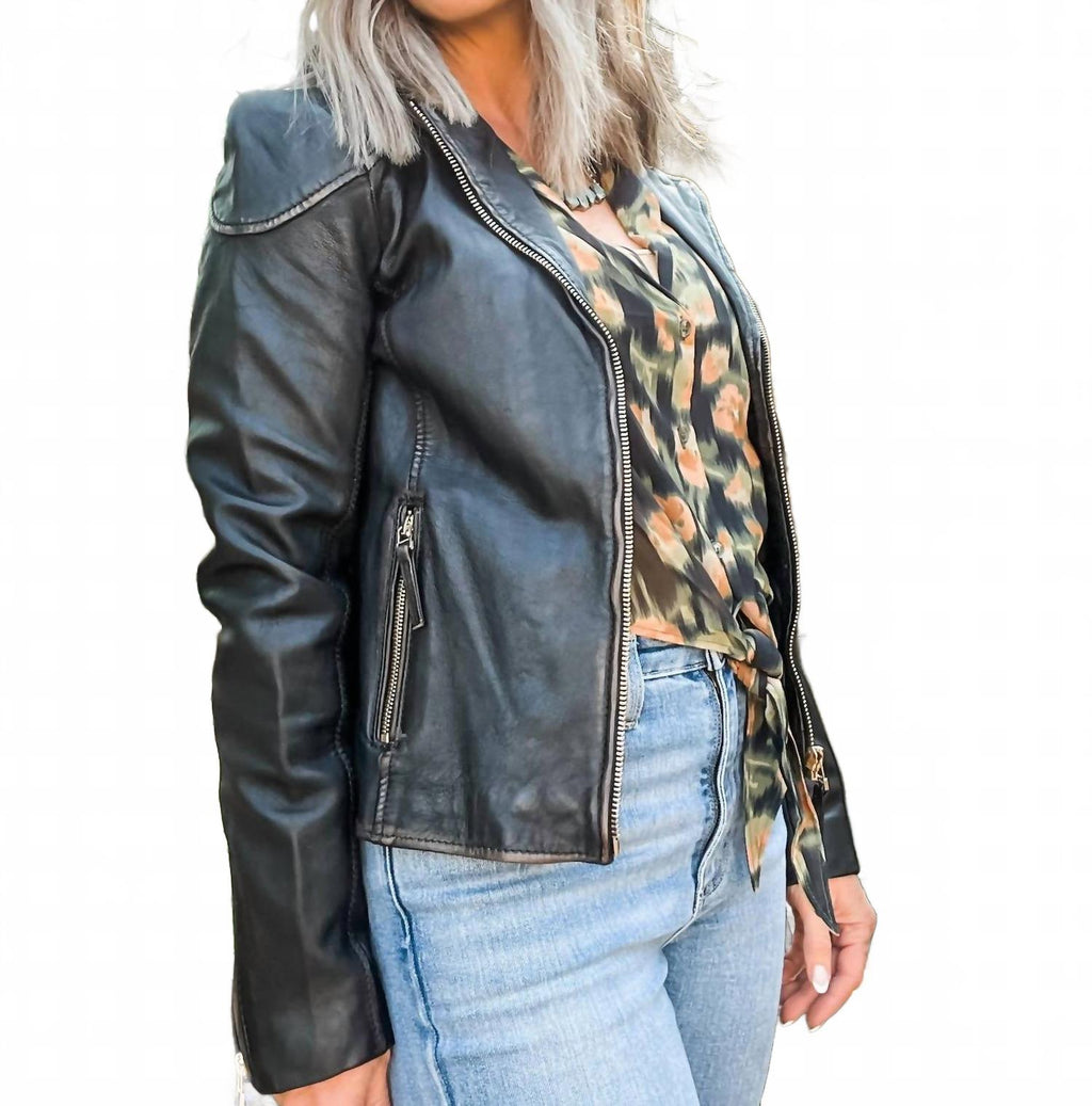 Olivia Leather Jacket - Plus In Vintage Black