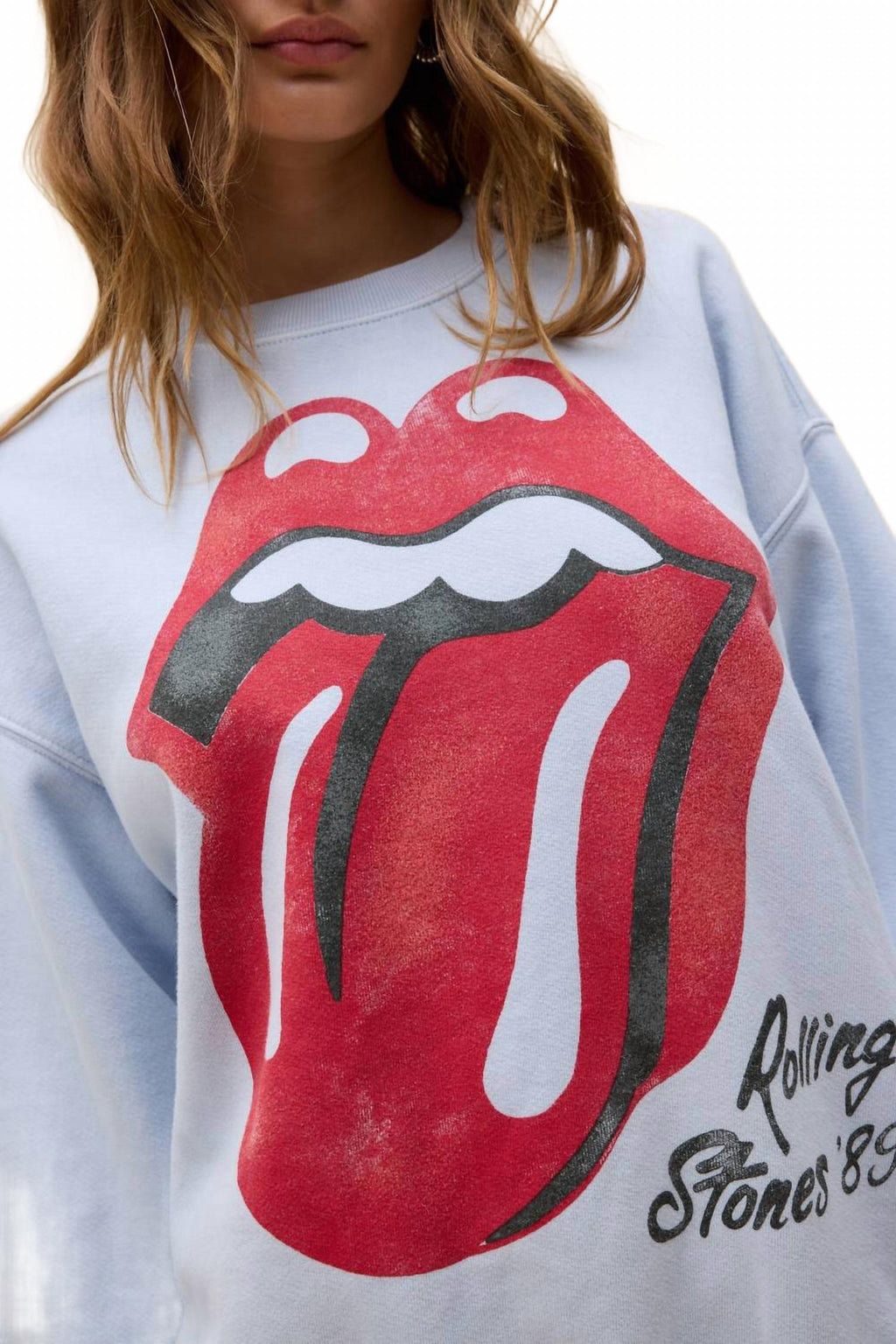 Rolling Stones Big Tongue Oversized Sweatshirt In Blue