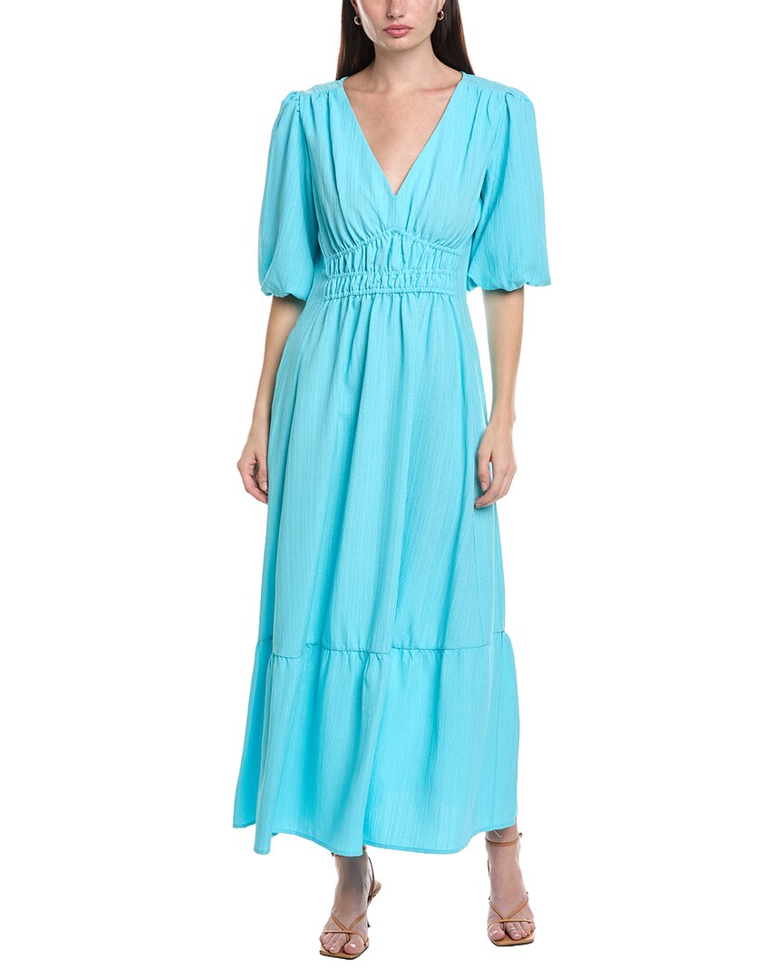 Maison Tara Wave Crepe Short Sleeve Midi Dress