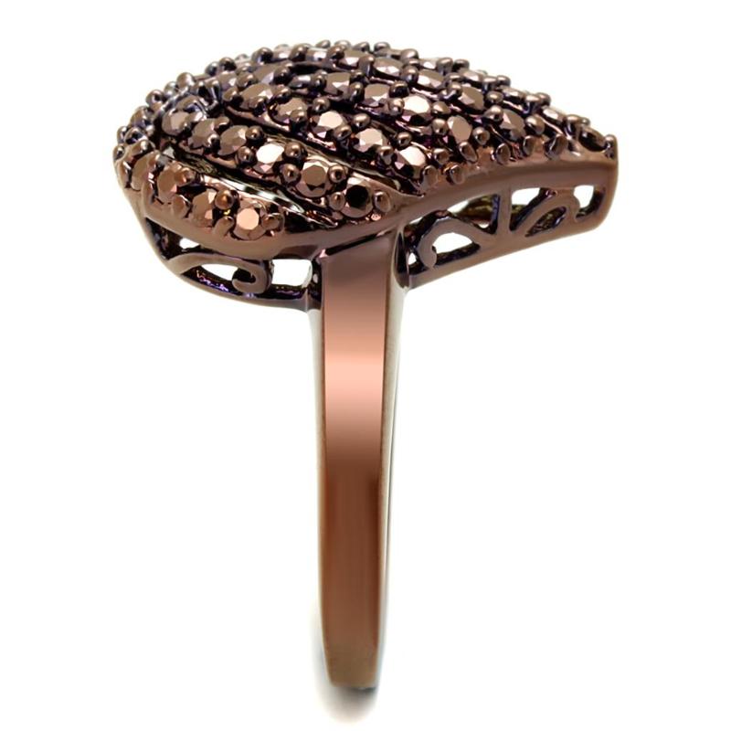 IP Coffee light Brass Ring with AAA Grade CZ in Light Coffee