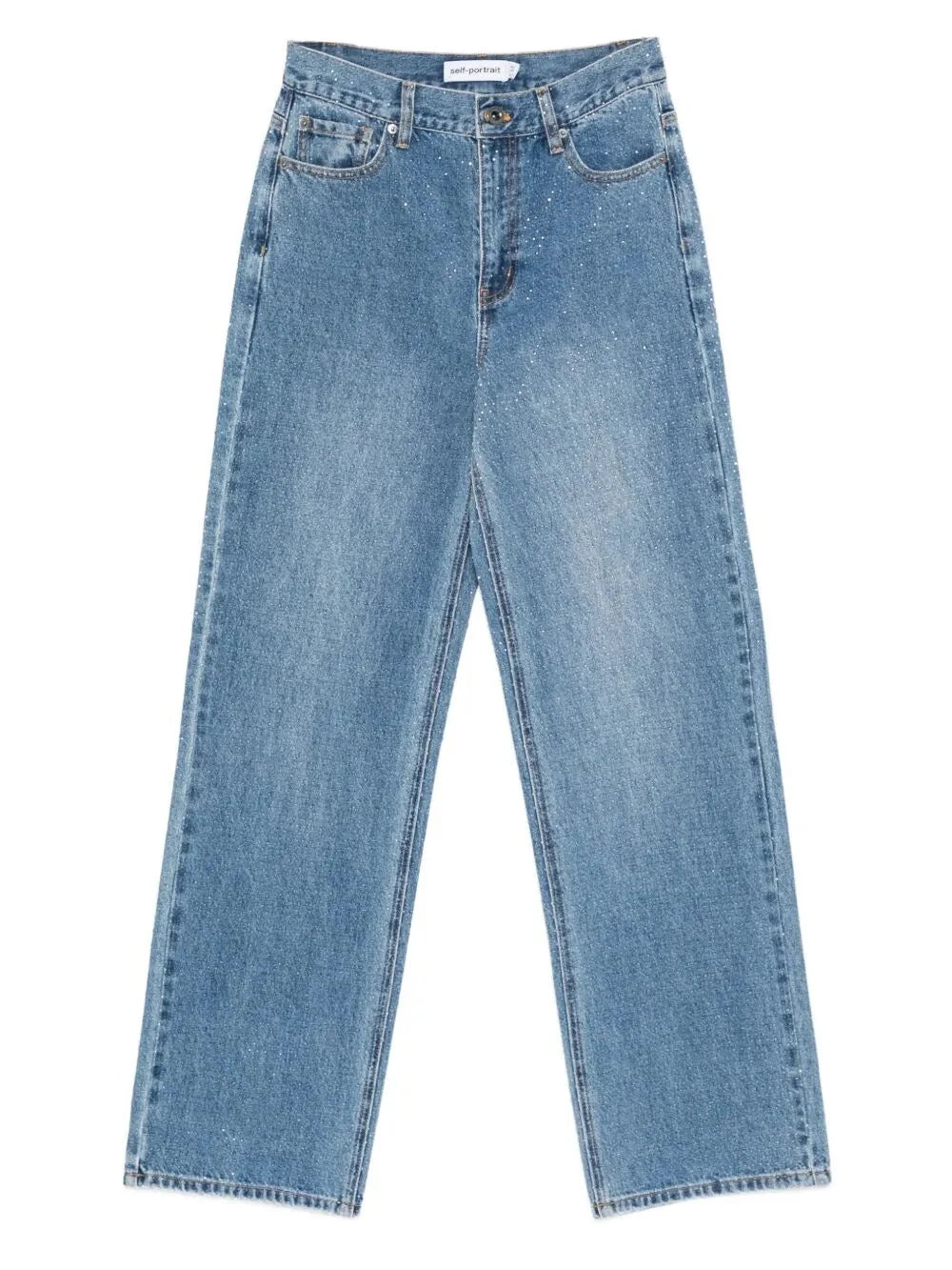 Self-Portrait Women Rhinestone Denim Straight Leg Jeans