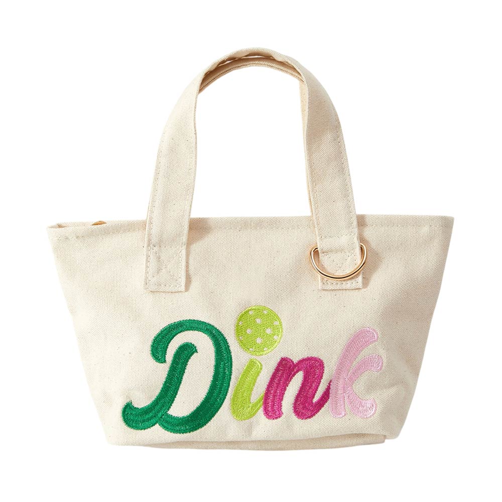 DINK Letter Embroidered Small Canvas Tote Bag