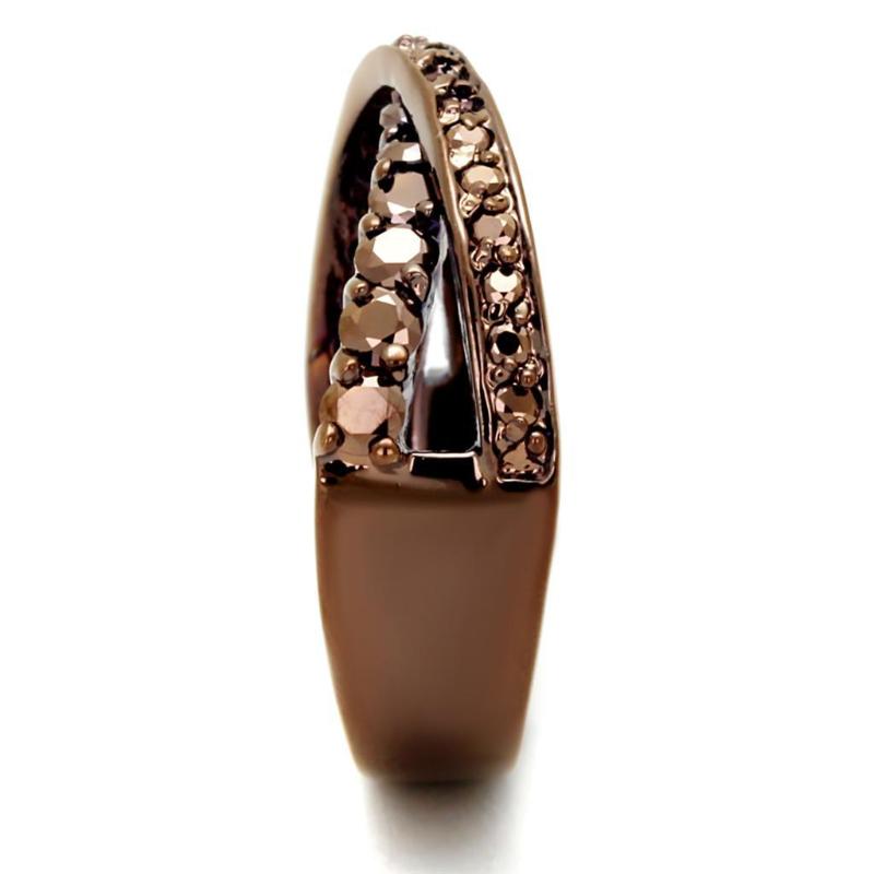 IP Coffee light Brass Ring with AAA Grade CZ in Light Coffee