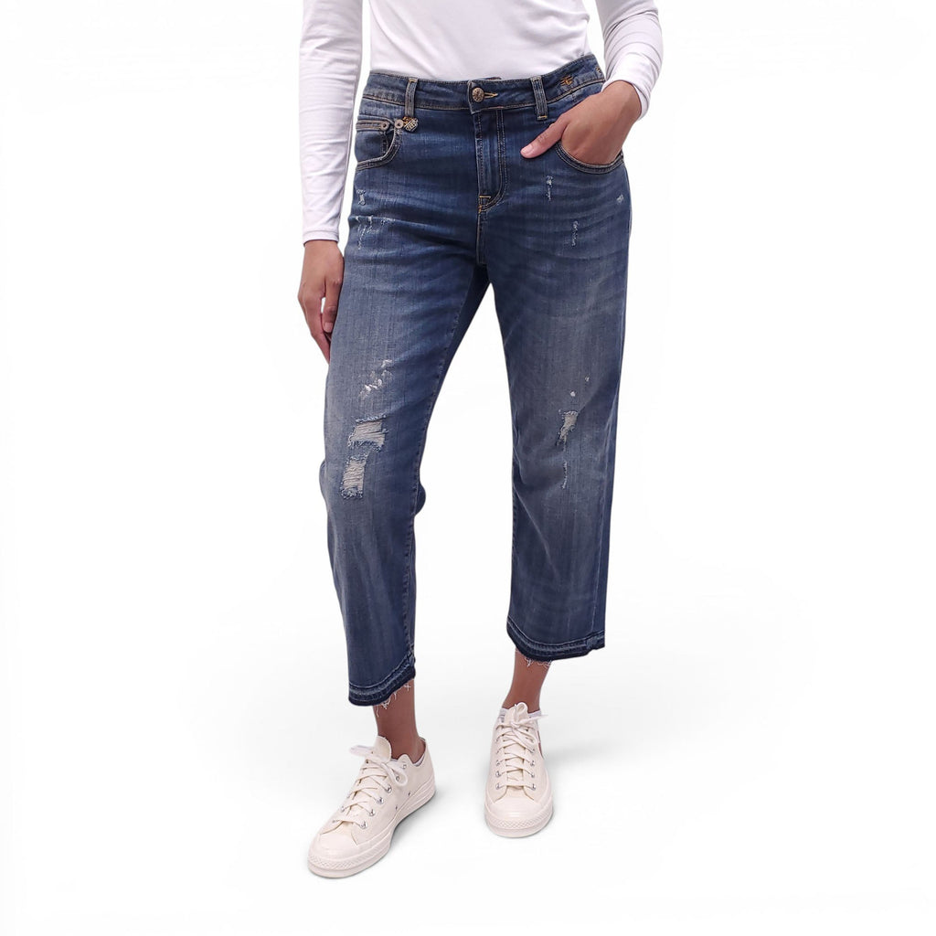R13 'BOY STRAIGHT' DISTRESSED JEANS - SIZE 31