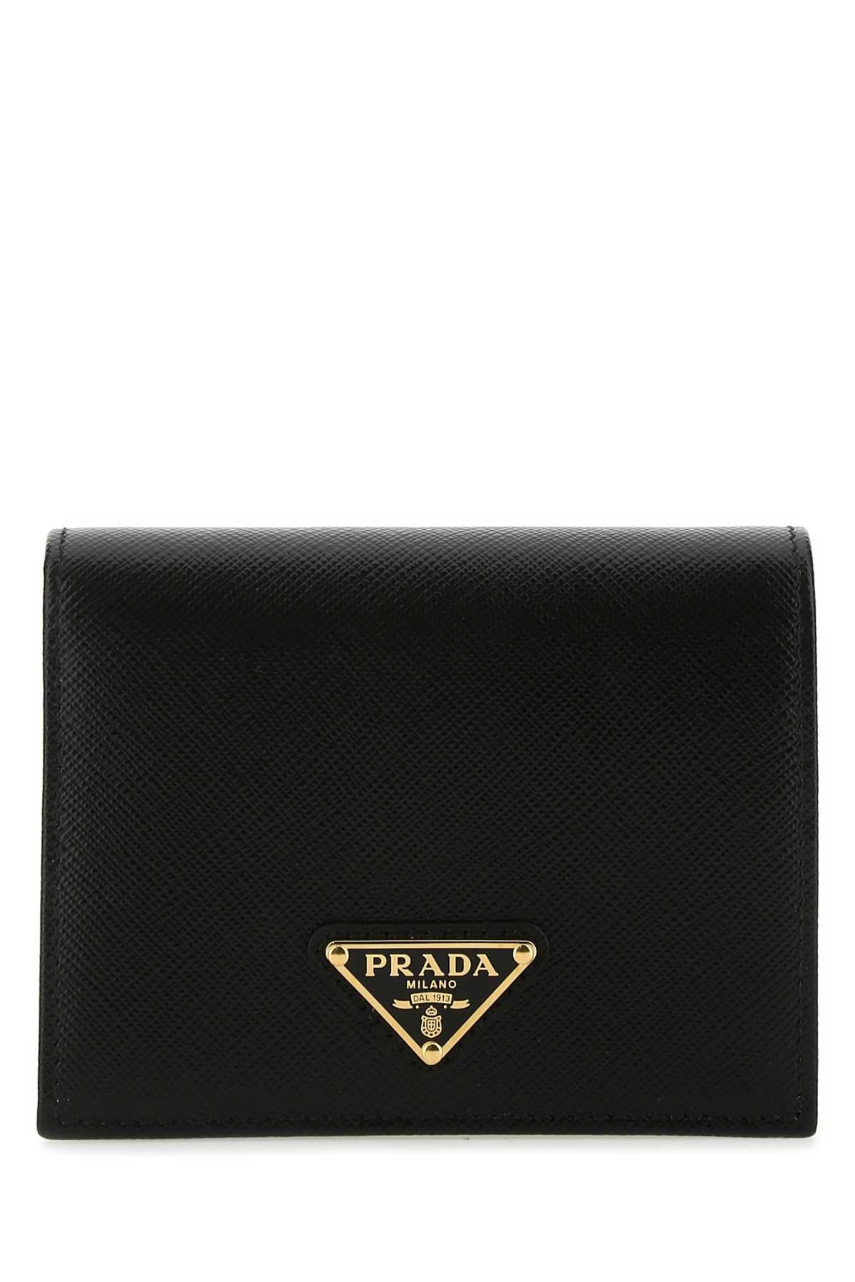 Prada Women Black Leather Wallet