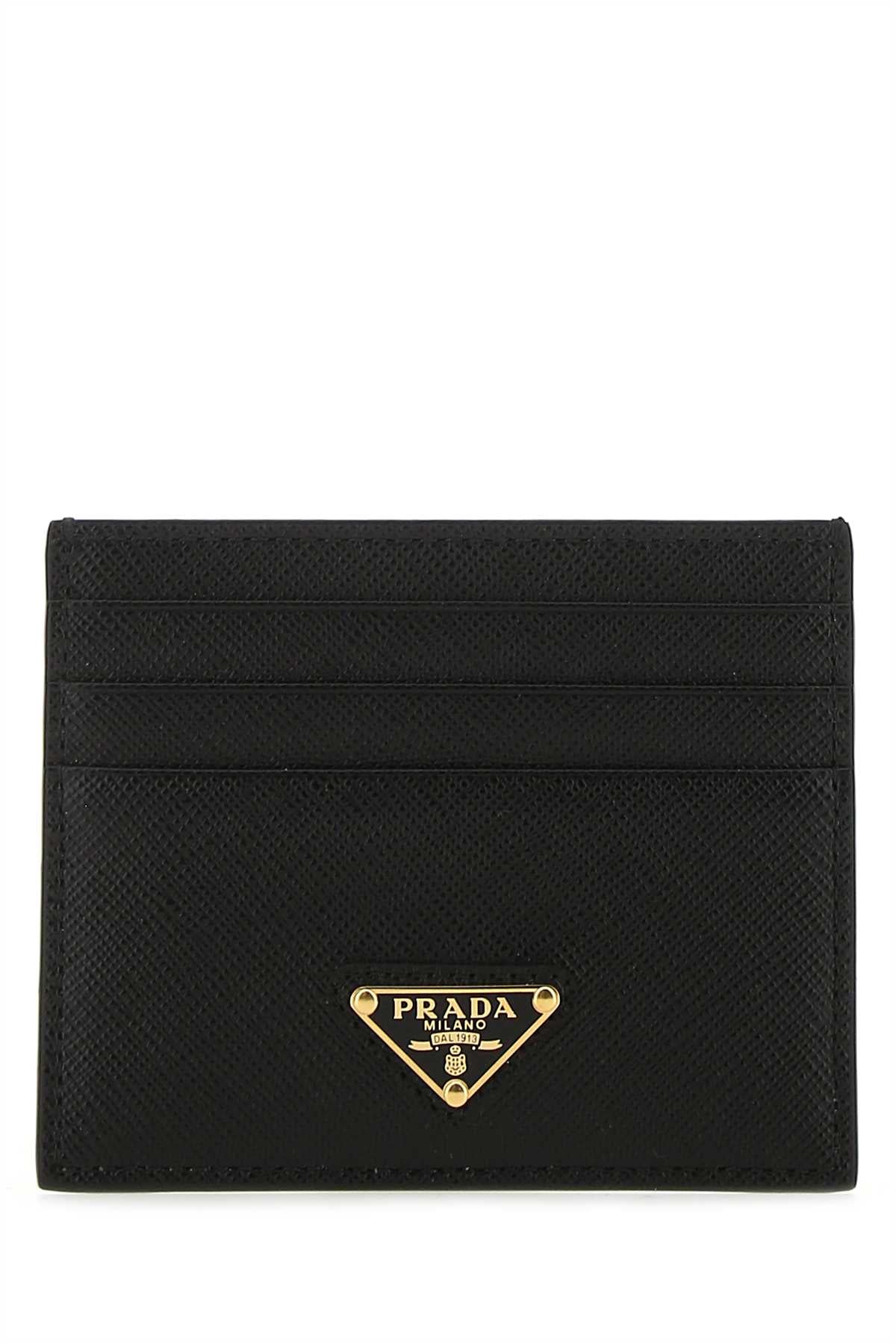 Prada Women Black Leather Card Holder