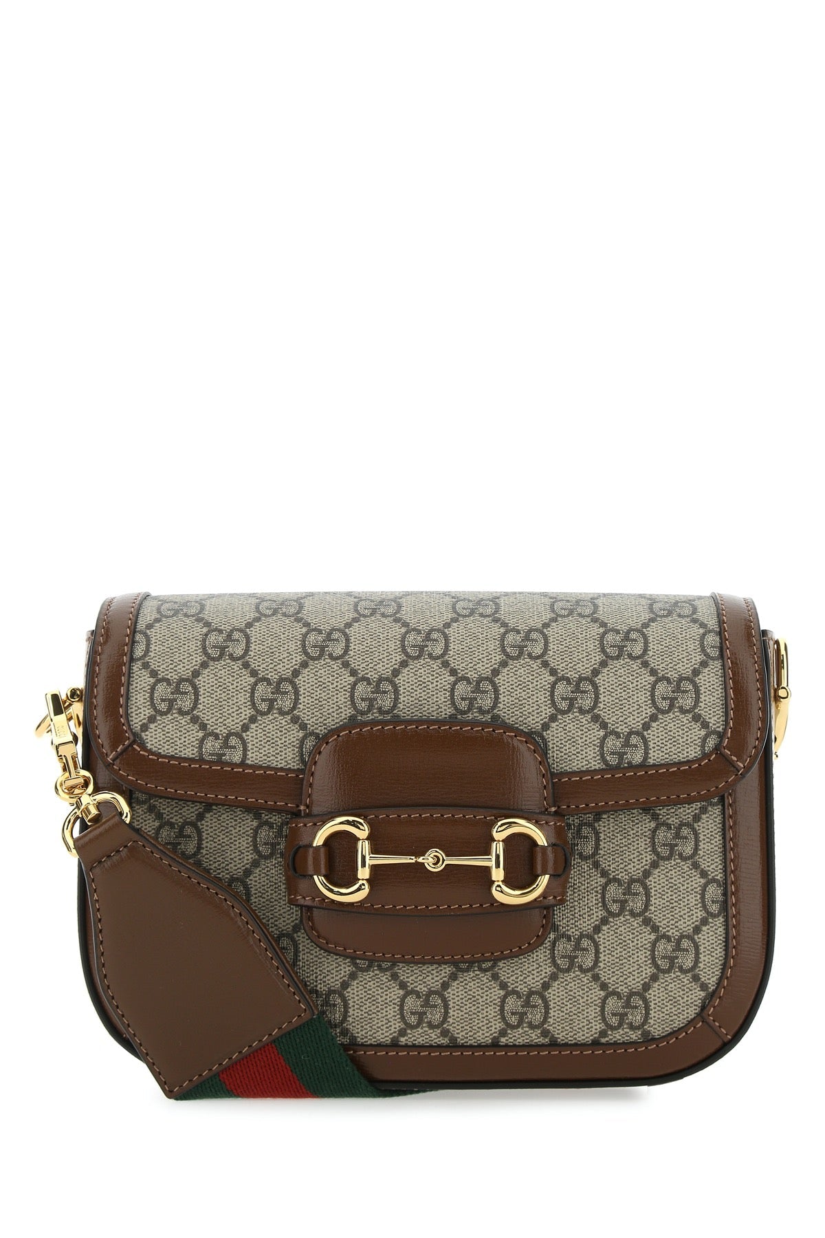 Gucci Women Gg Supreme Fabric And Leather Mini Horsebit 1955 Crossbody Bag