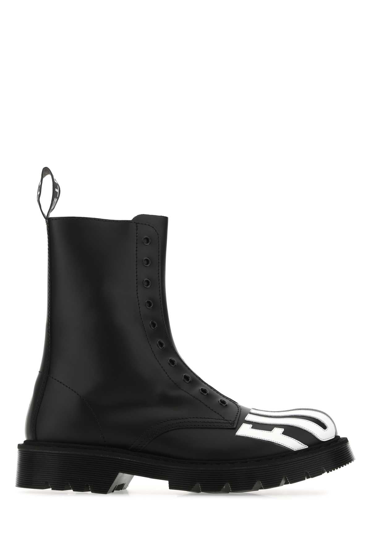 Vtmnts Men Black Leather Ankle Boots
