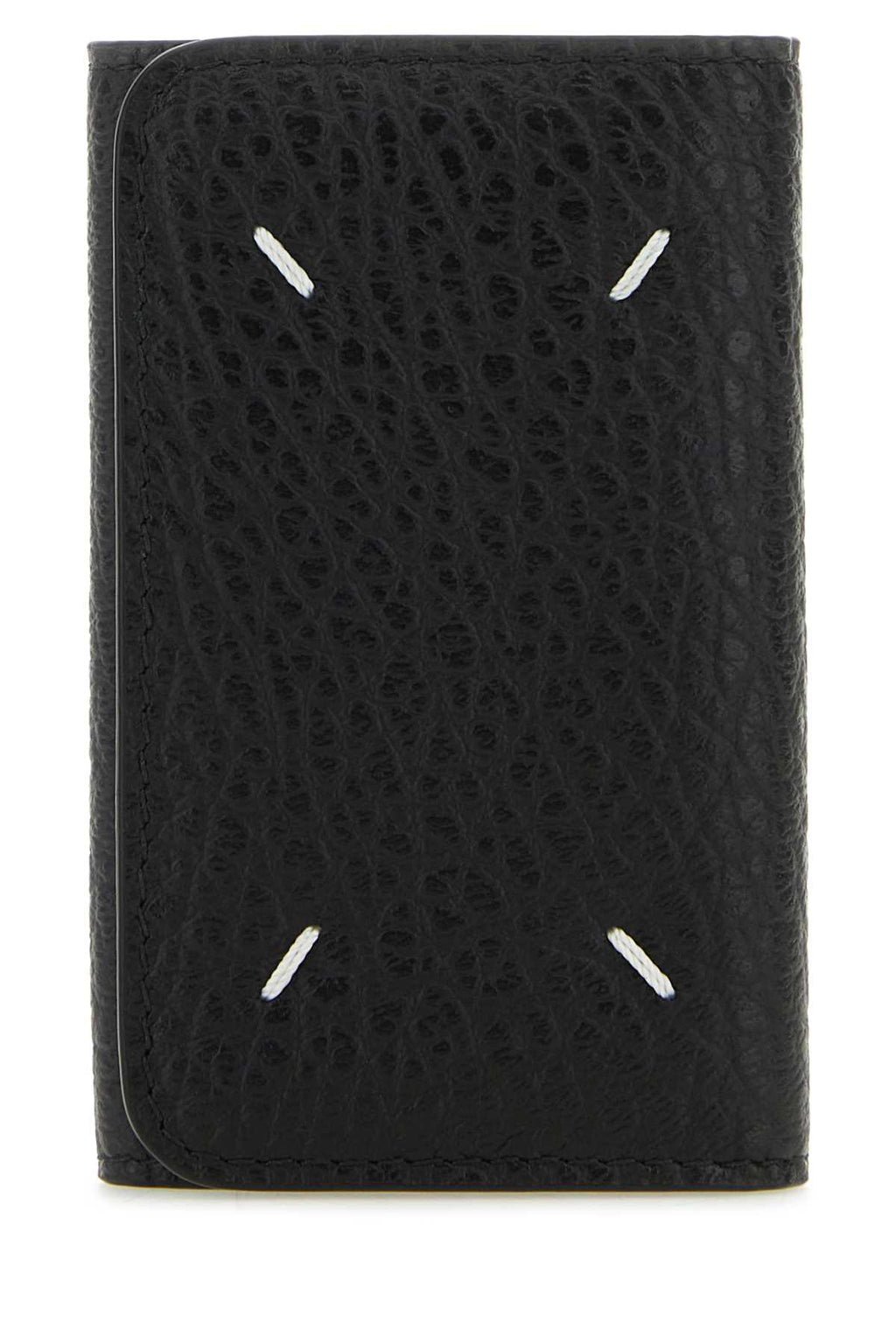 Maison Margiela Women Black Leather Four Stitches Keyring Case