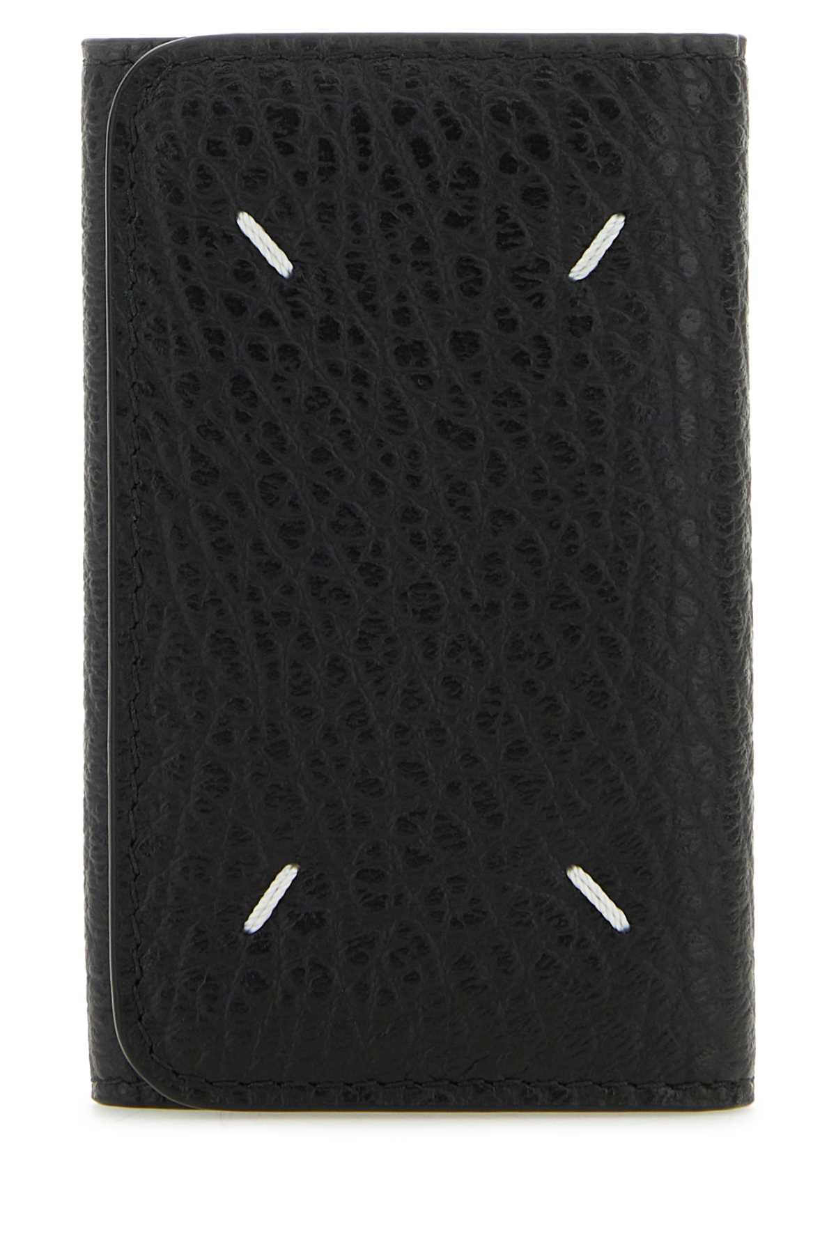 Maison Margiela Women Black Leather Four Stitches Keyring Case