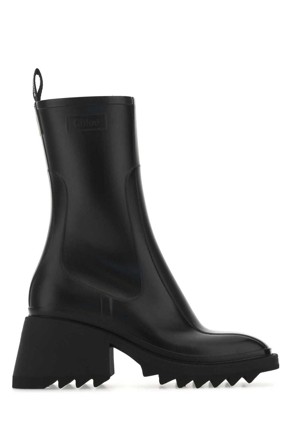 Chloe Women Black Rubber Ankle Boots