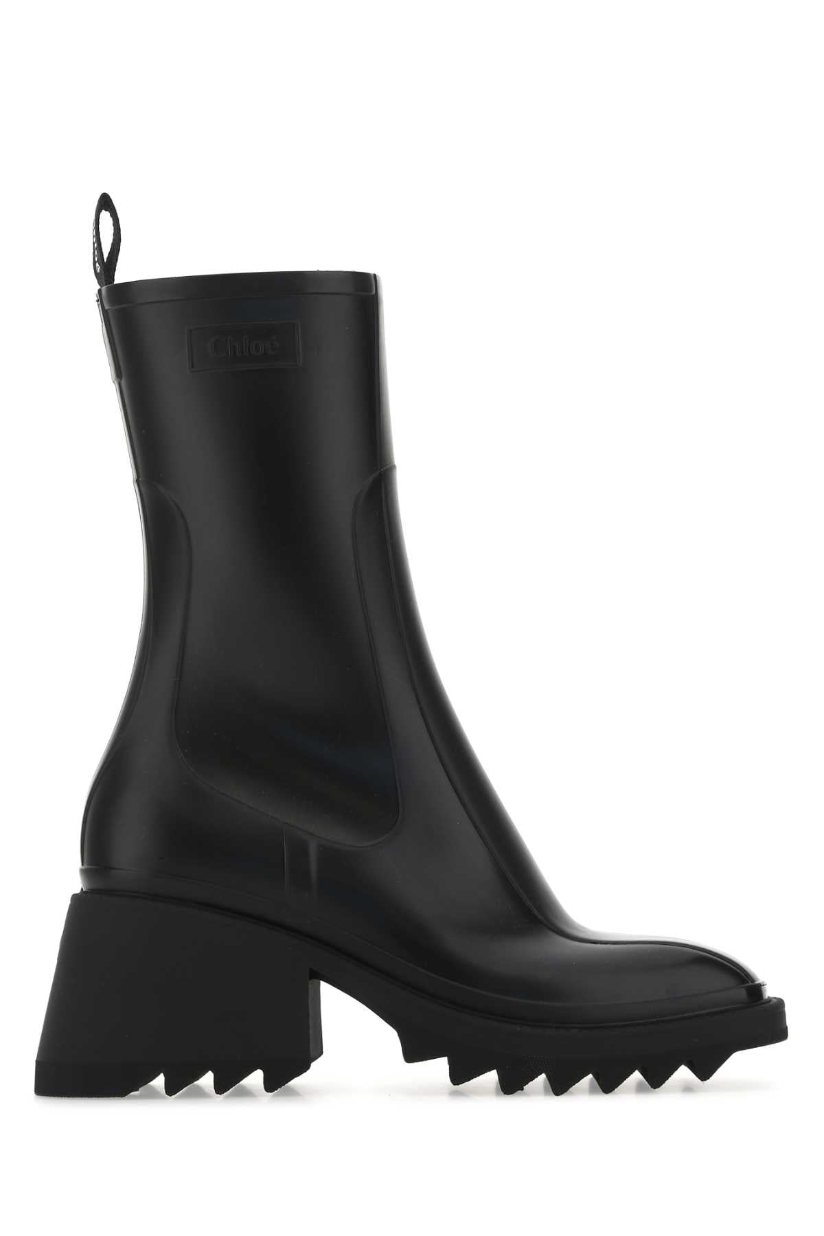 Chloe Women Black Rubber Ankle Boots