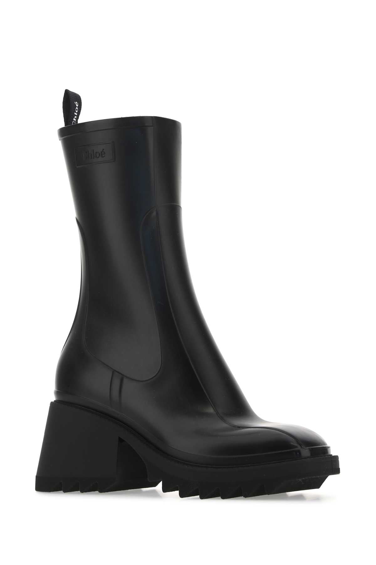 Chloe Women Black Rubber Ankle Boots
