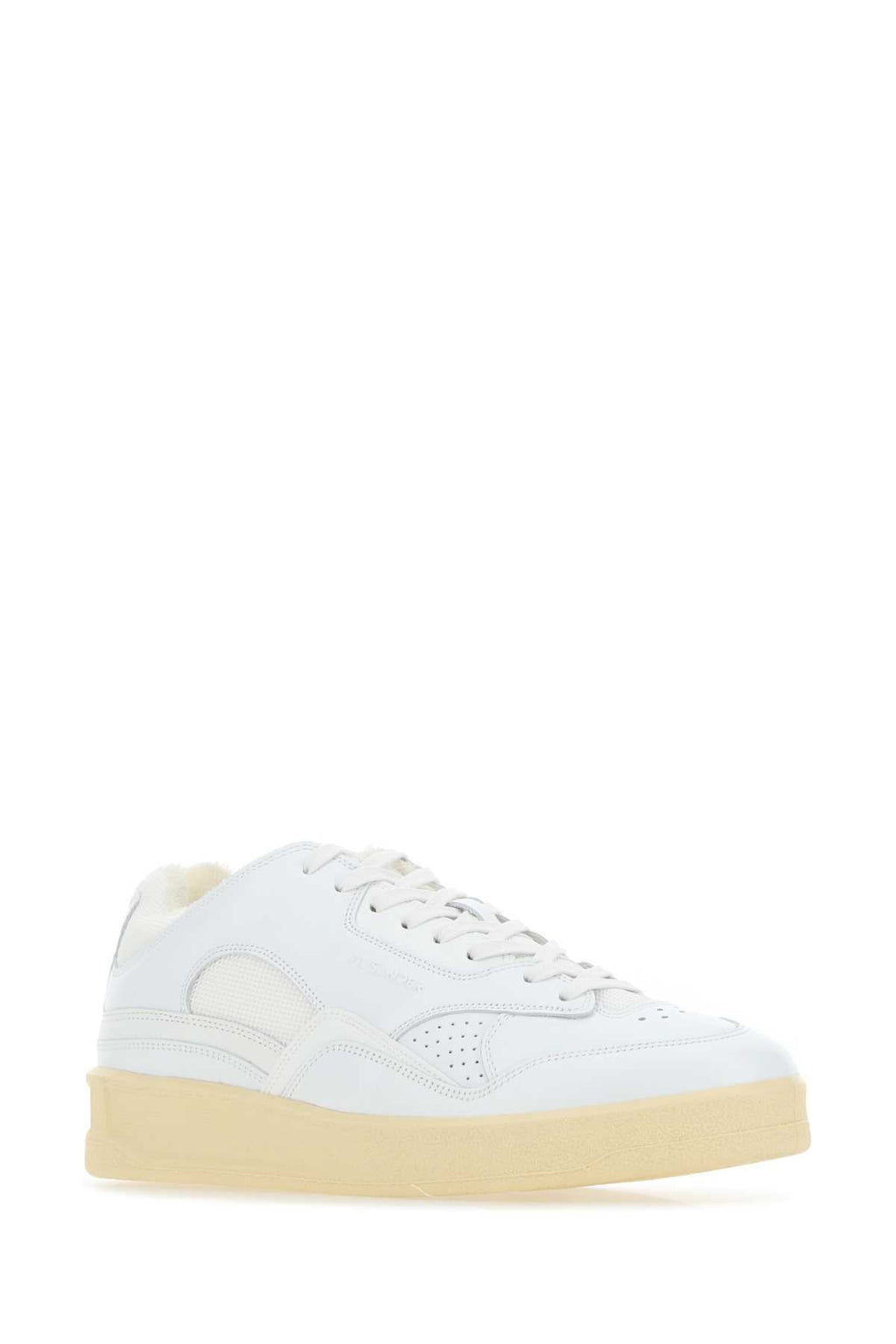 Jil Sander Men White Leather And Fabric Sneakers
