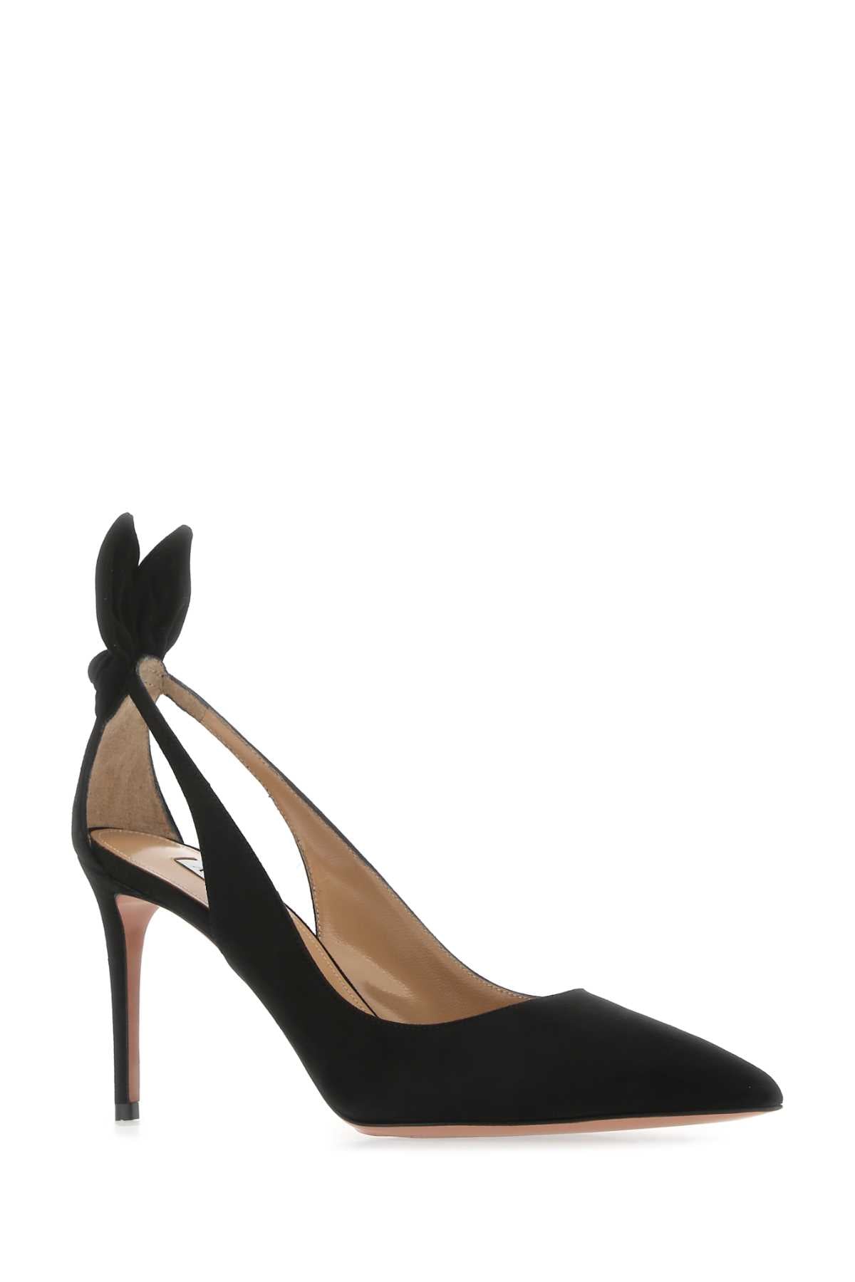 Aquazzura Women Black Suede Bow Tie 85 Pumps