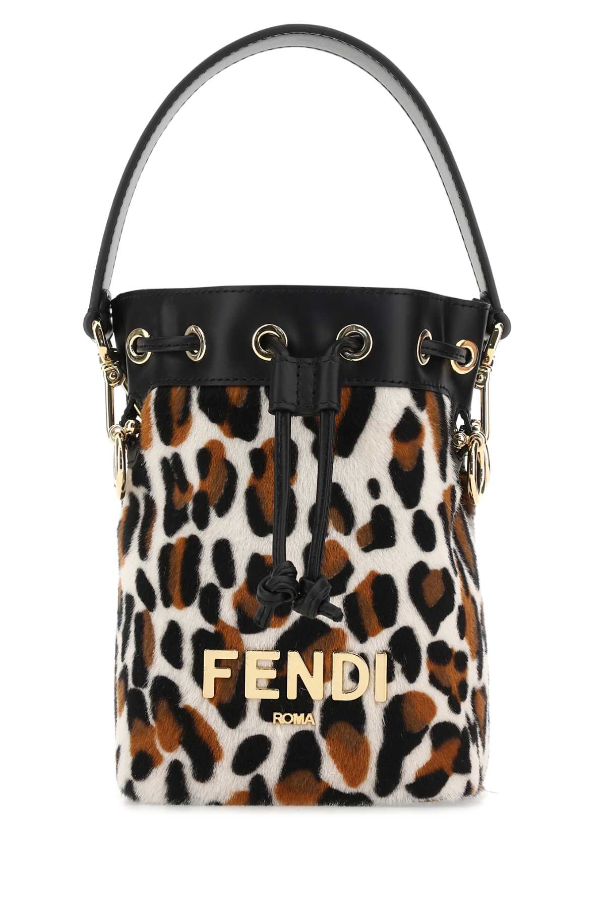 Fendi Women Printed Calf Hair And Leather Mini Mon Tresor Bucket Bag