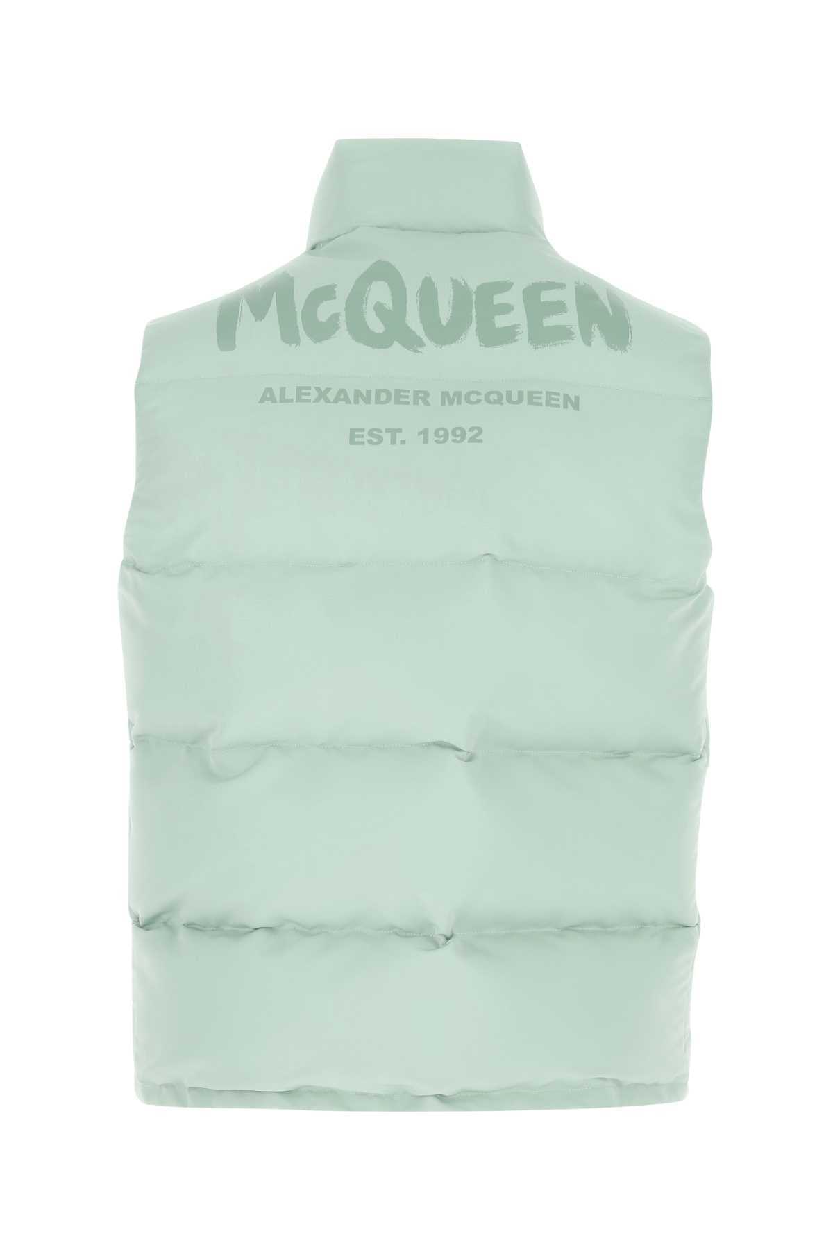 Alexander Mcqueen Men Sea Green Polyester Sleeveless Padded Jacket