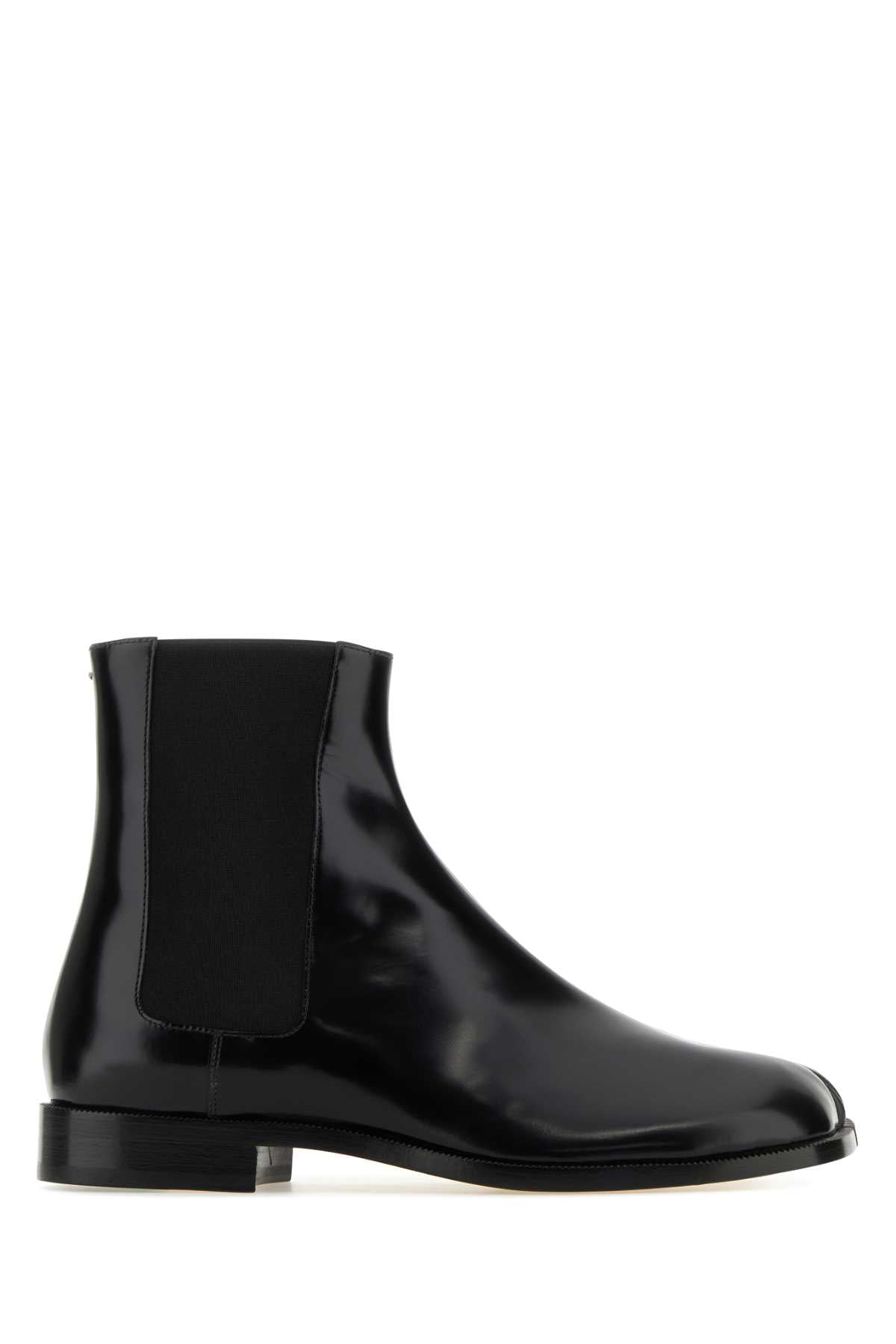 Maison Margiela Men Black Leather Tabi Ankle Boots