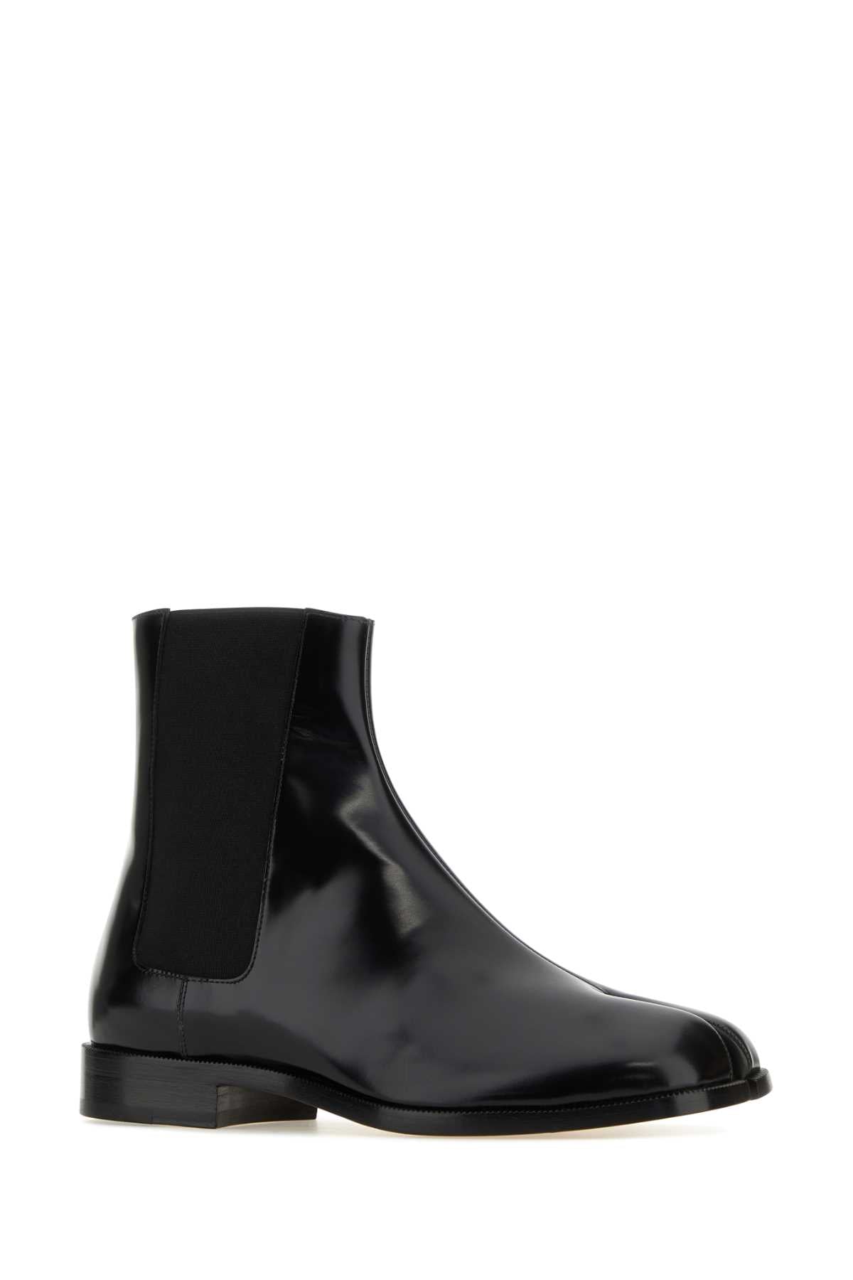 Maison Margiela Men Black Leather Tabi Ankle Boots