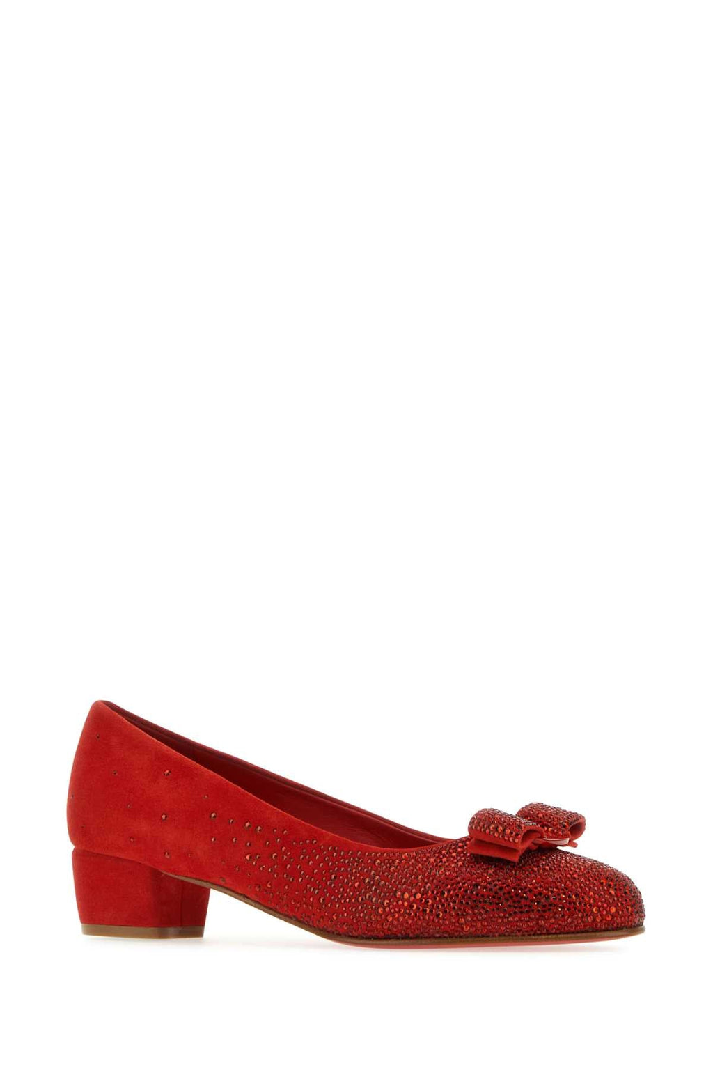 Salvatore Ferragamo Women Red Suede Vara Pumps