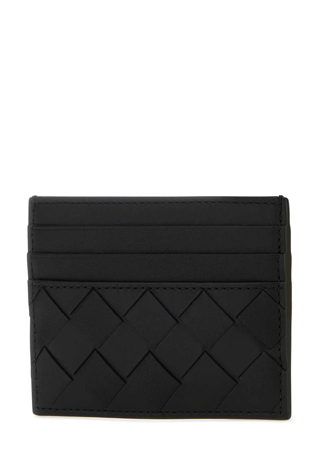 Bottega Veneta Men Black Leather Card Holder