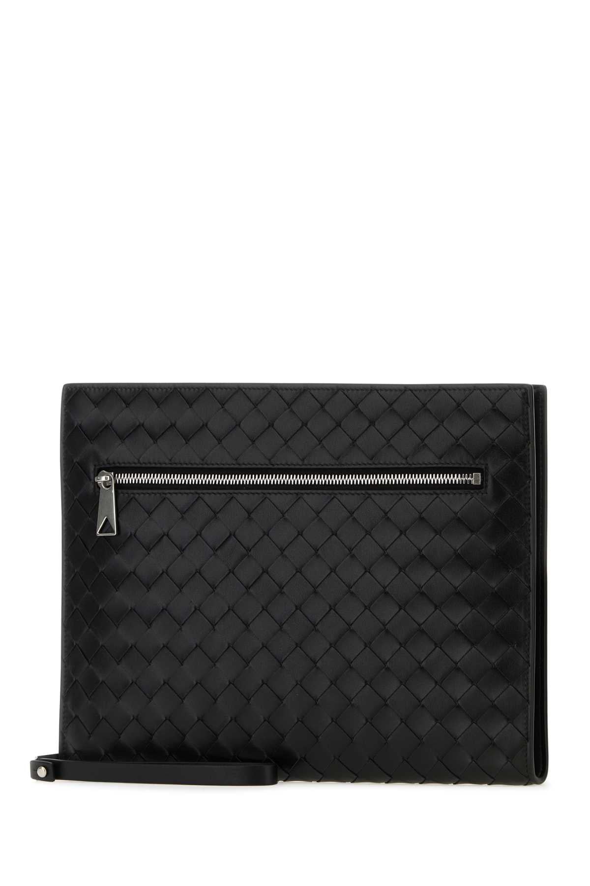 Bottega Veneta Men Black Leather Document Case
