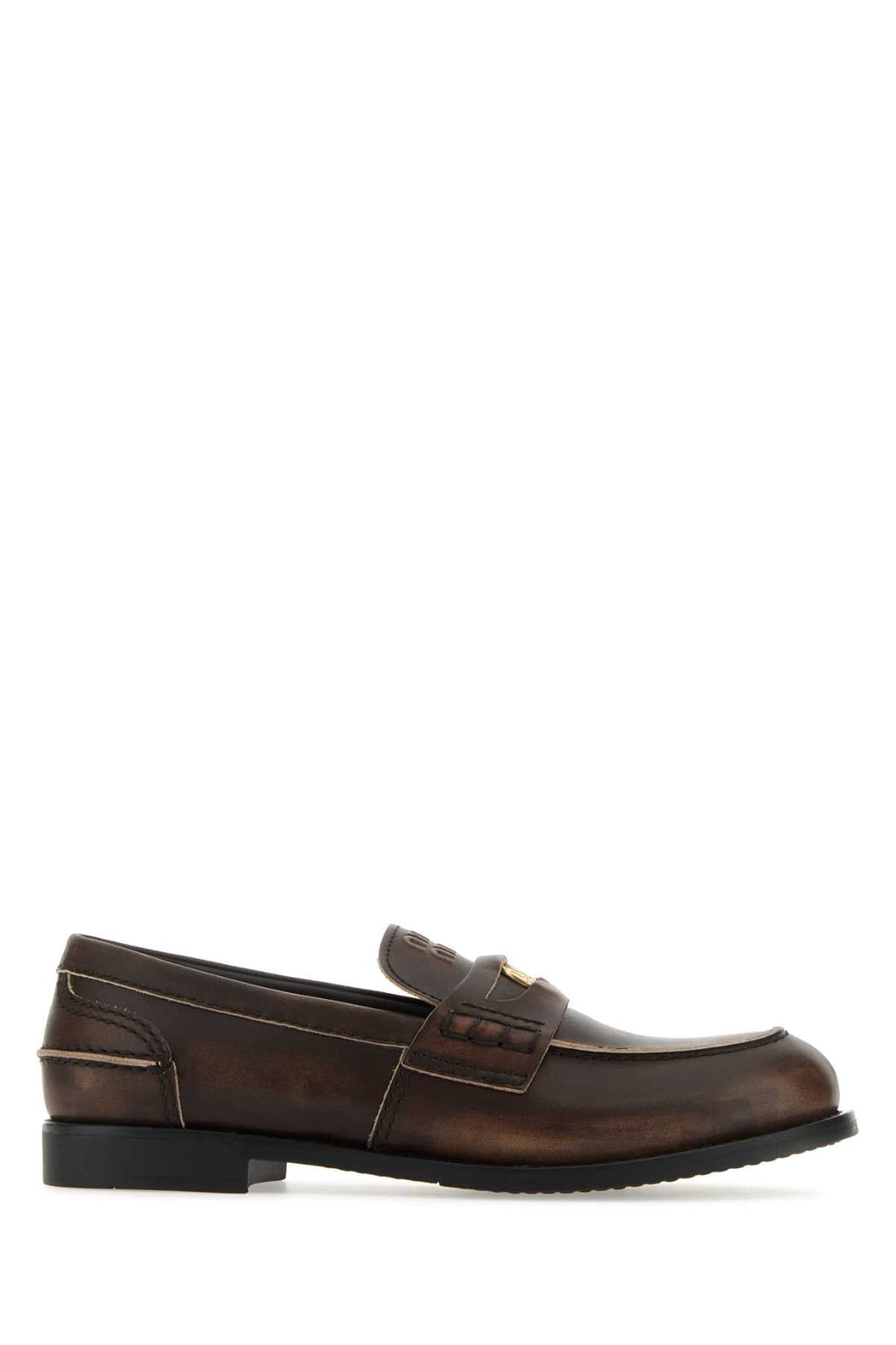 Miu Miu Women Dark Brown Leather Loafers