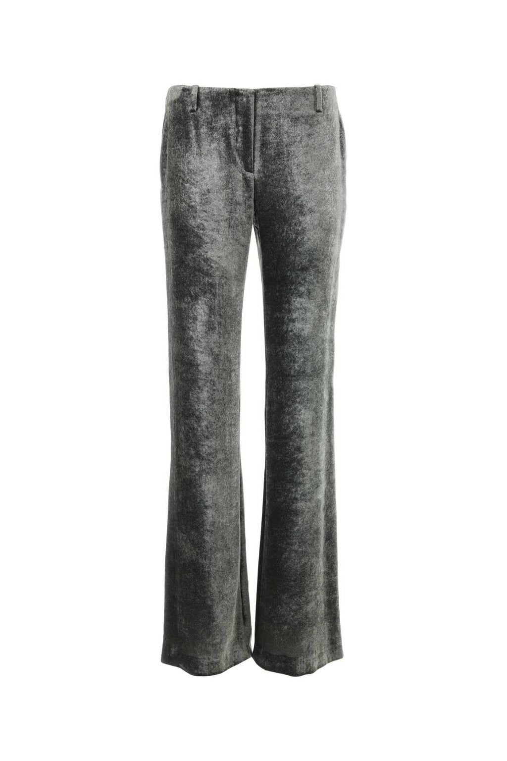 Alberta Ferretti Women Silver Velvet Wide-Leg Pant