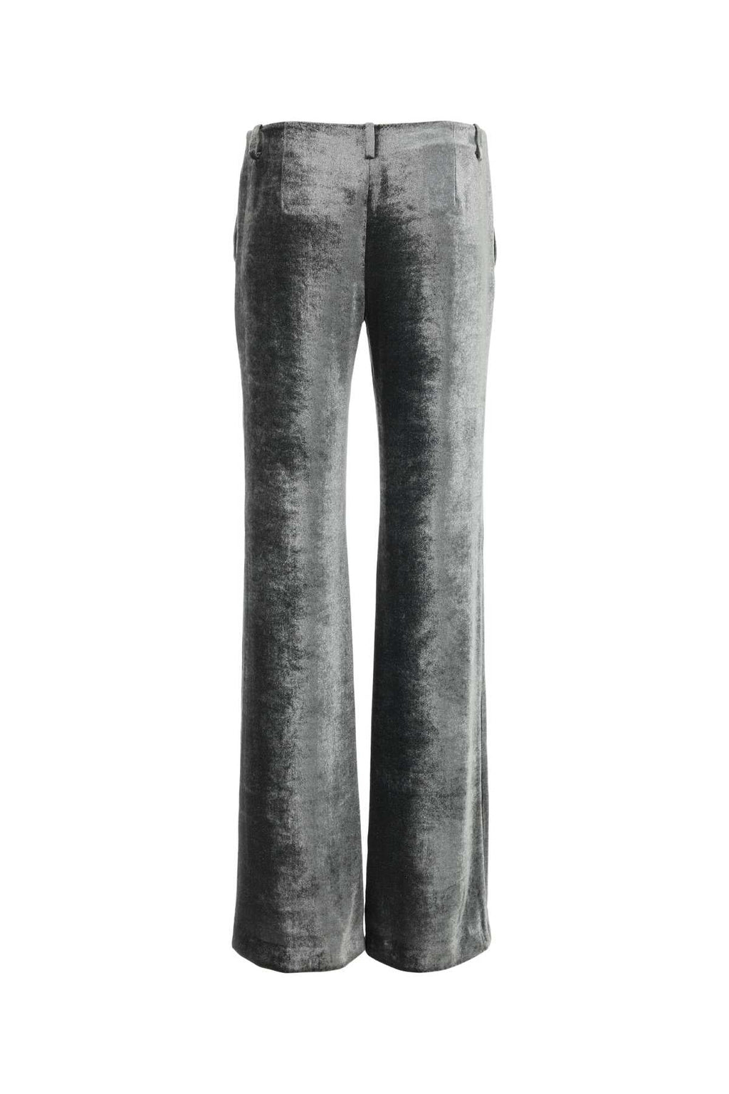 Alberta Ferretti Women Silver Velvet Wide-Leg Pant
