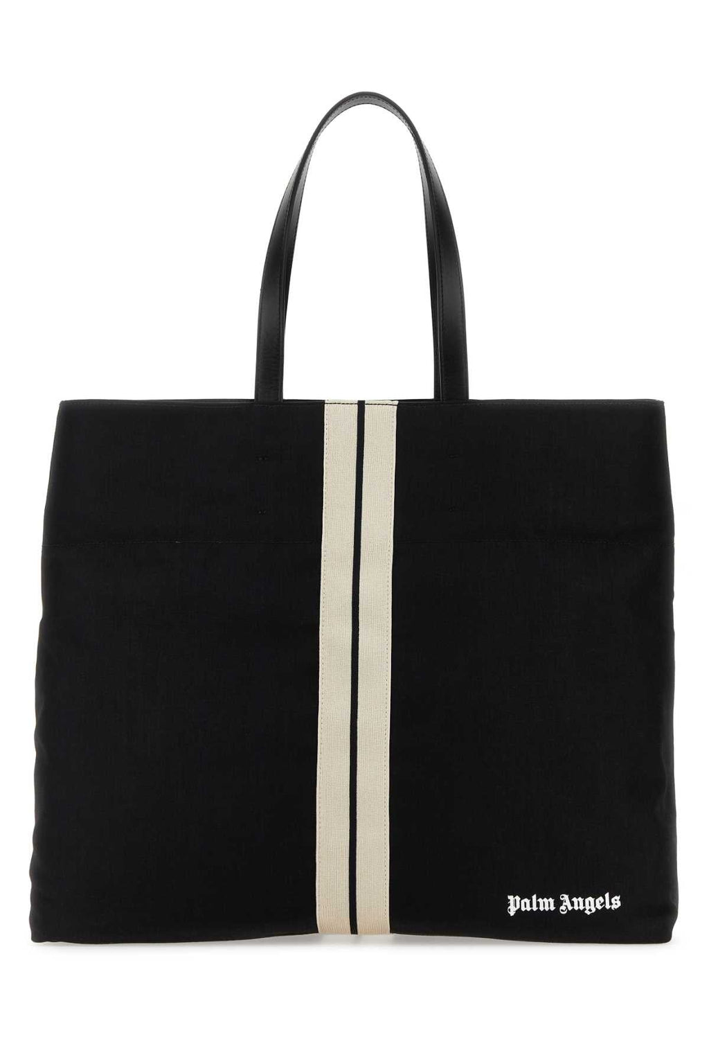 Palm Angels Men Black Canvas Shopping Bag