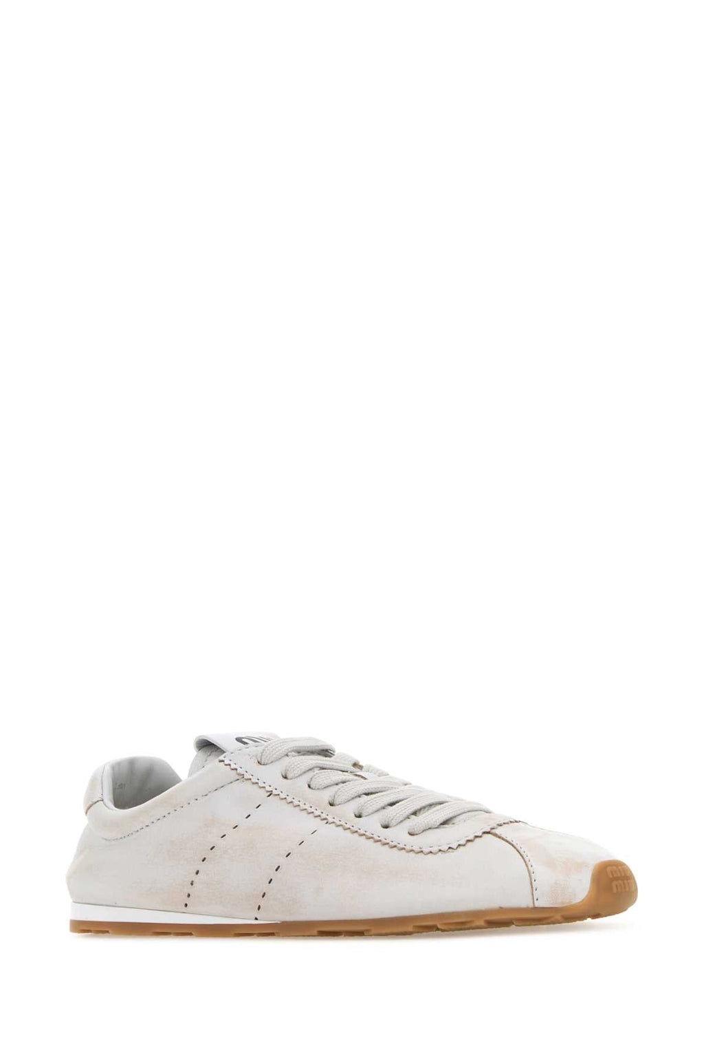 Miu Miu Women Chalk Nappa Leather Sneakers