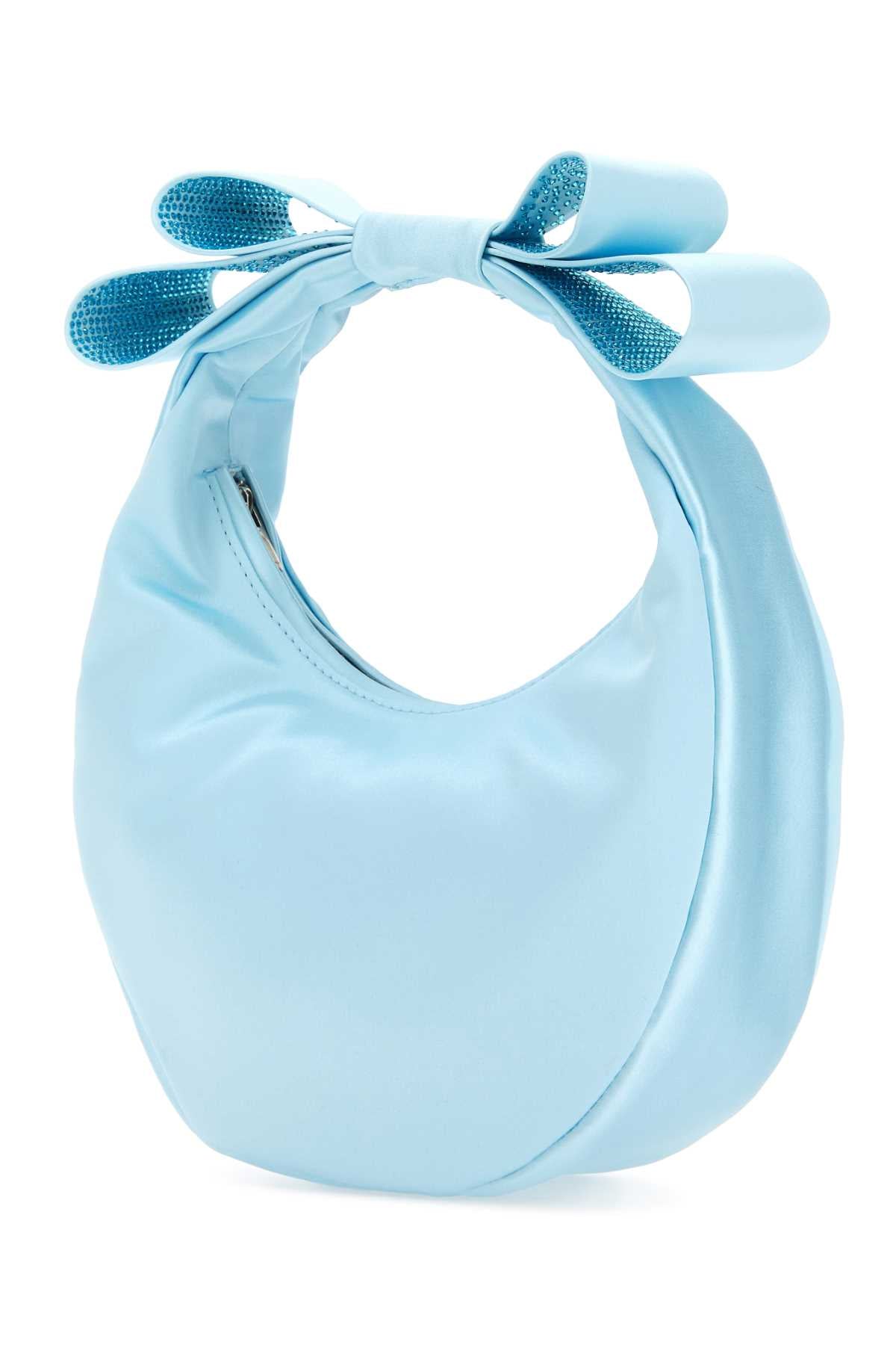 Mach&Mach Women Pastel Light-Blue Satin Small Cadeau Handbag