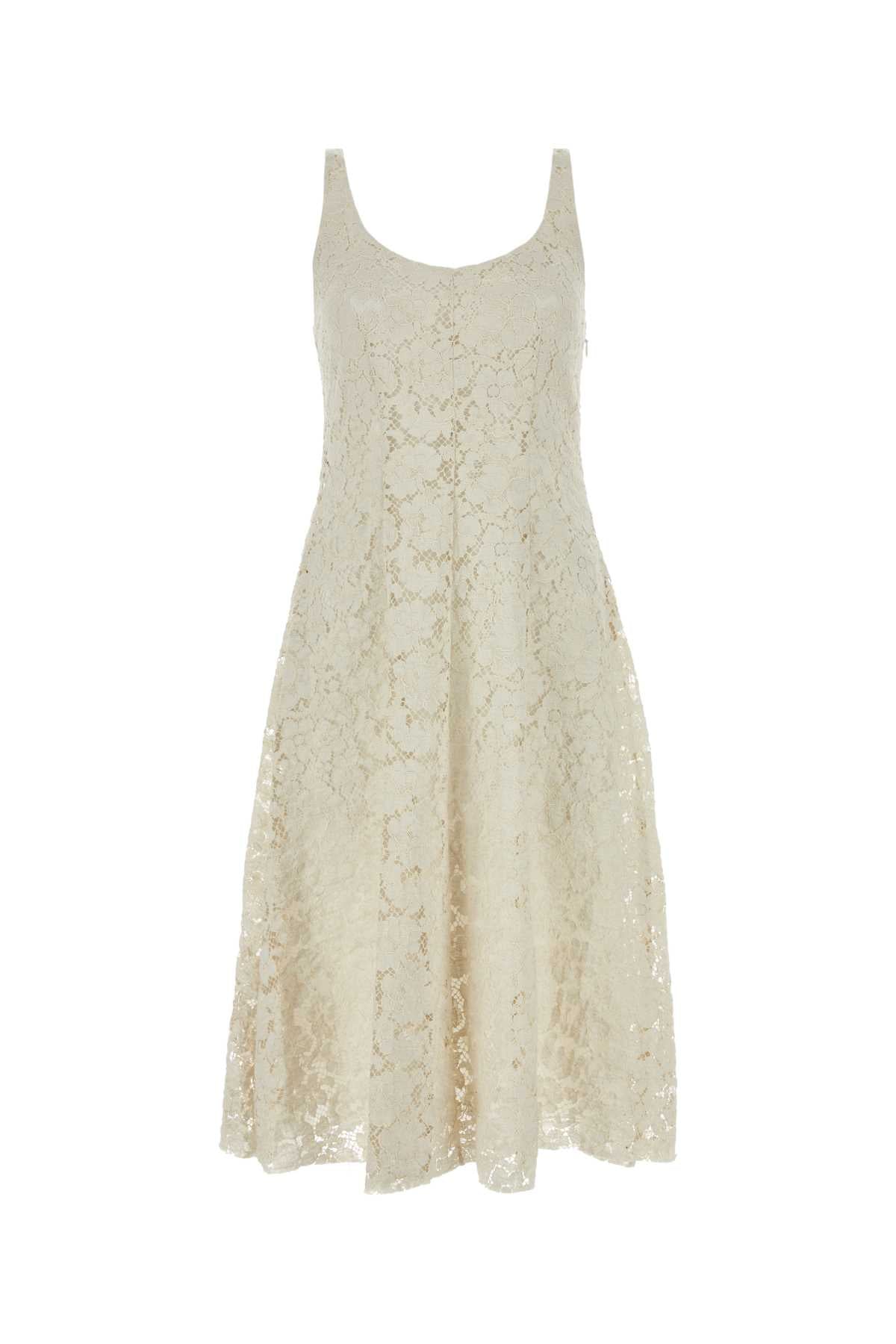 Prada Women Ivory Lace Dress