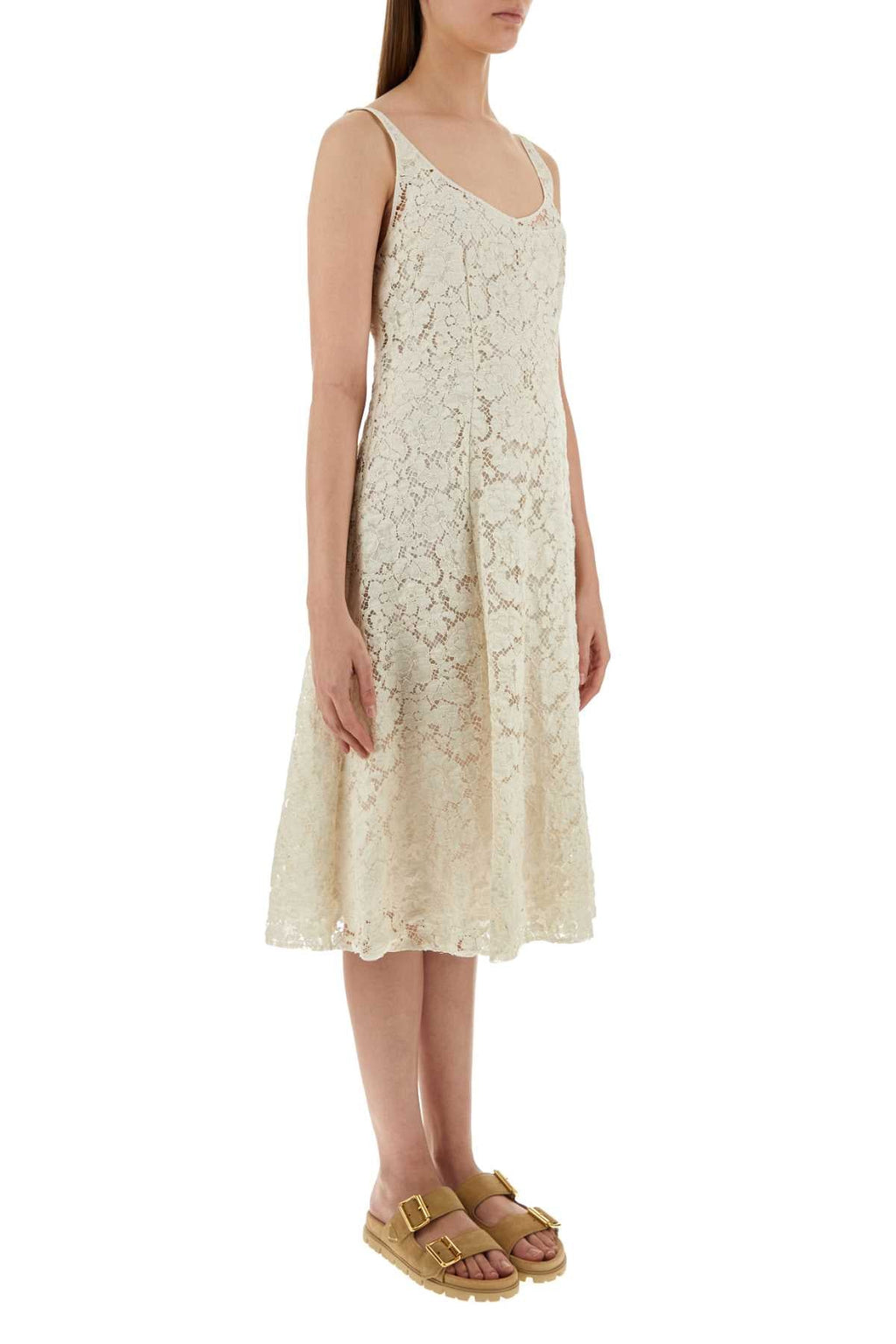 Prada Women Ivory Lace Dress
