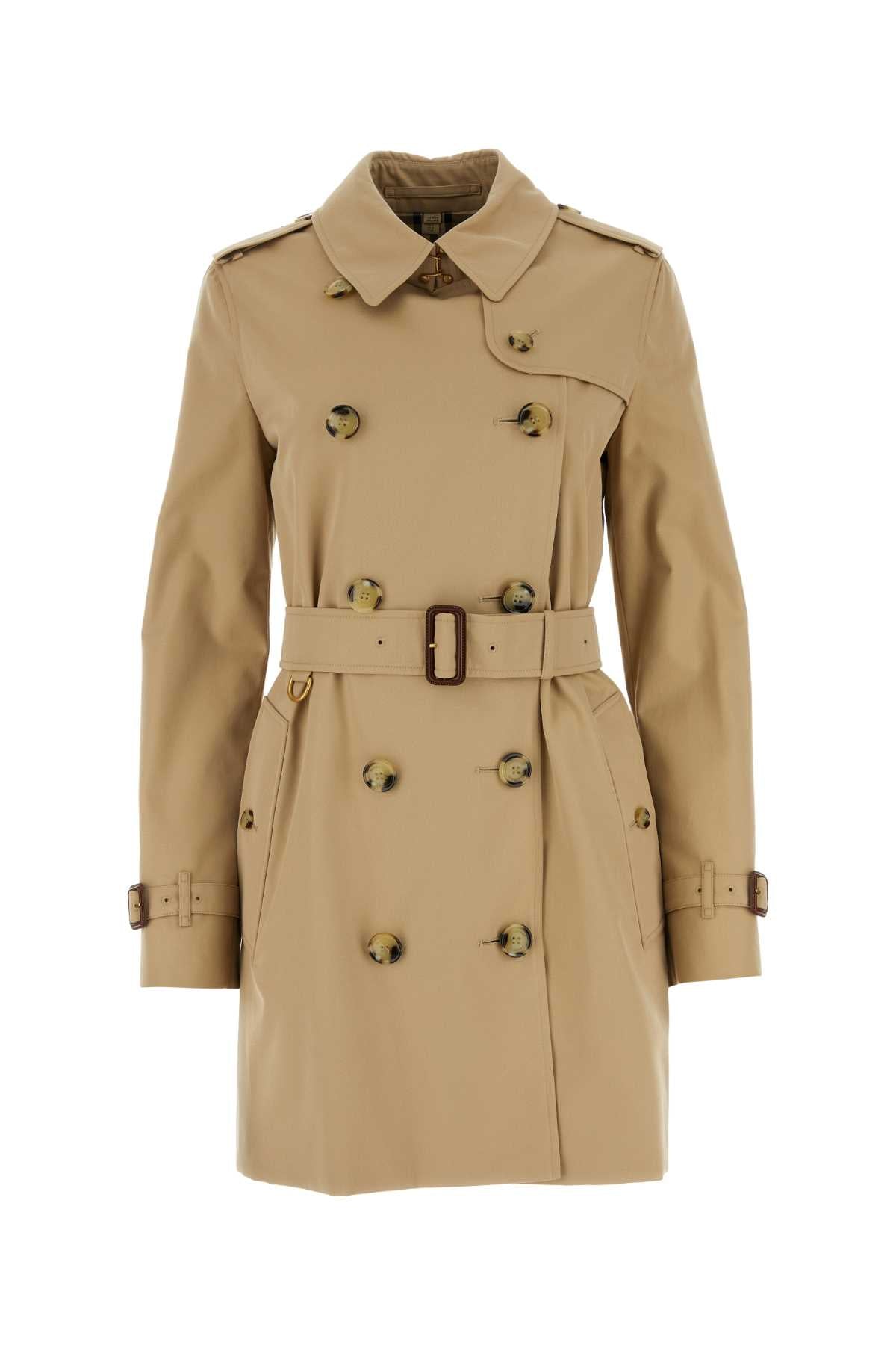 Burberry Women Beige Gabardine Trench Coat