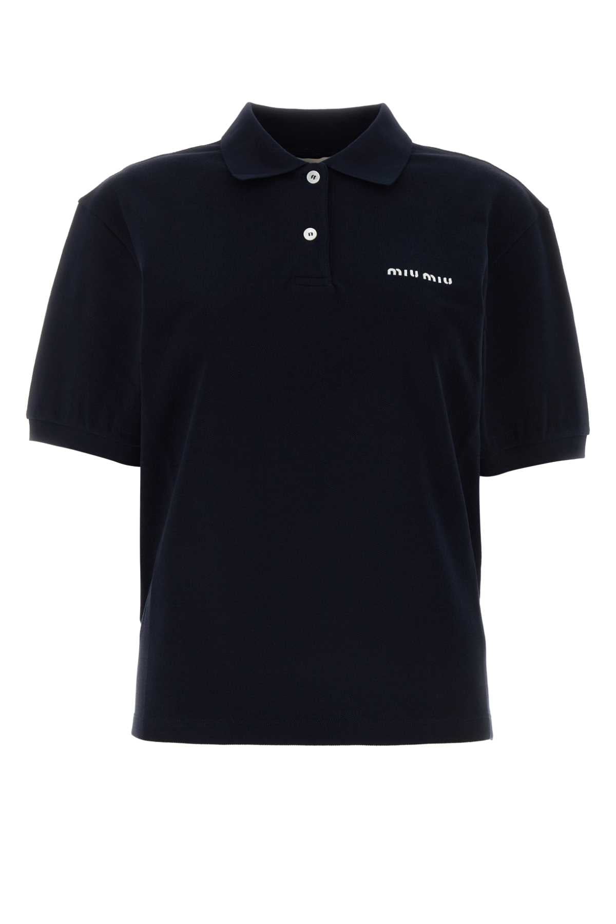 Miu Miu Women Dark Blue Piquet Polo Shirt