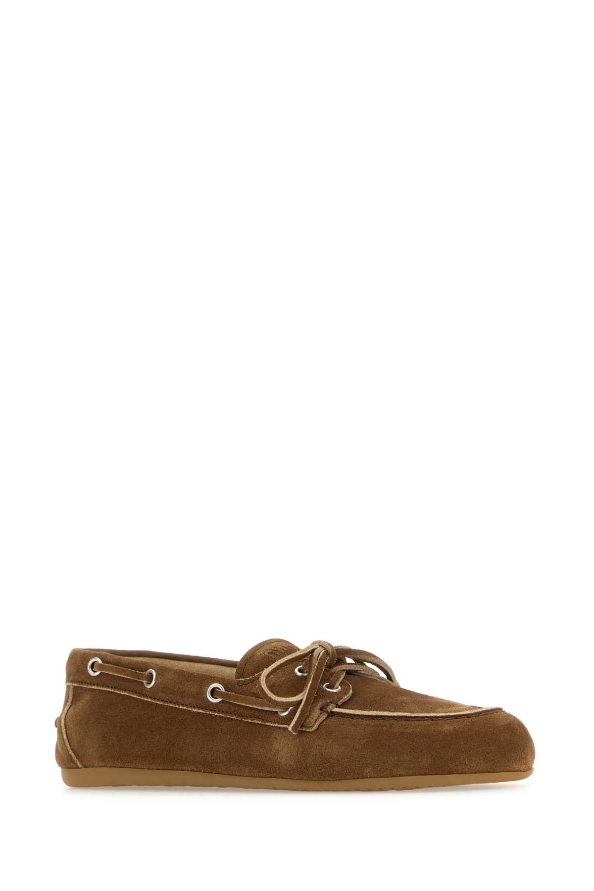 Miu Miu Women Camel Suede Loafers